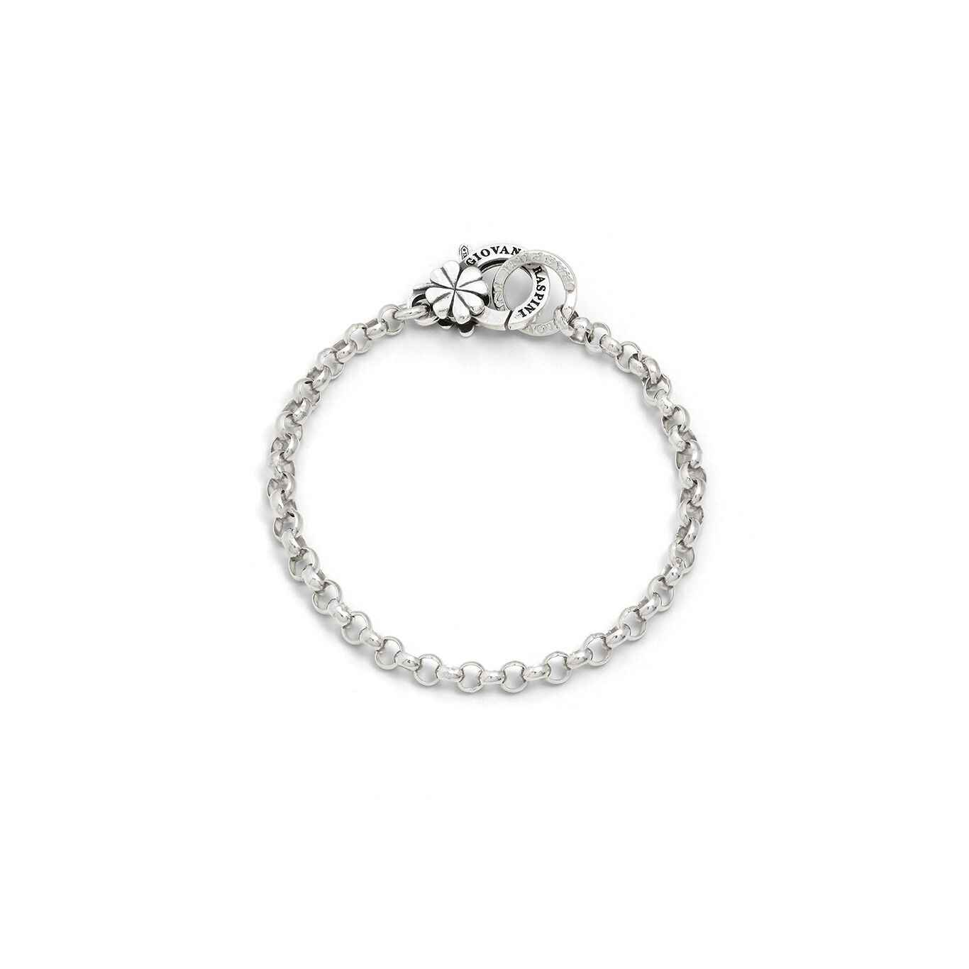 Bris&eacute; Bracelet Four-Leaf Clover Clasp, Bracelet in Sterling Silver_image number 0_Giovanni Raspini