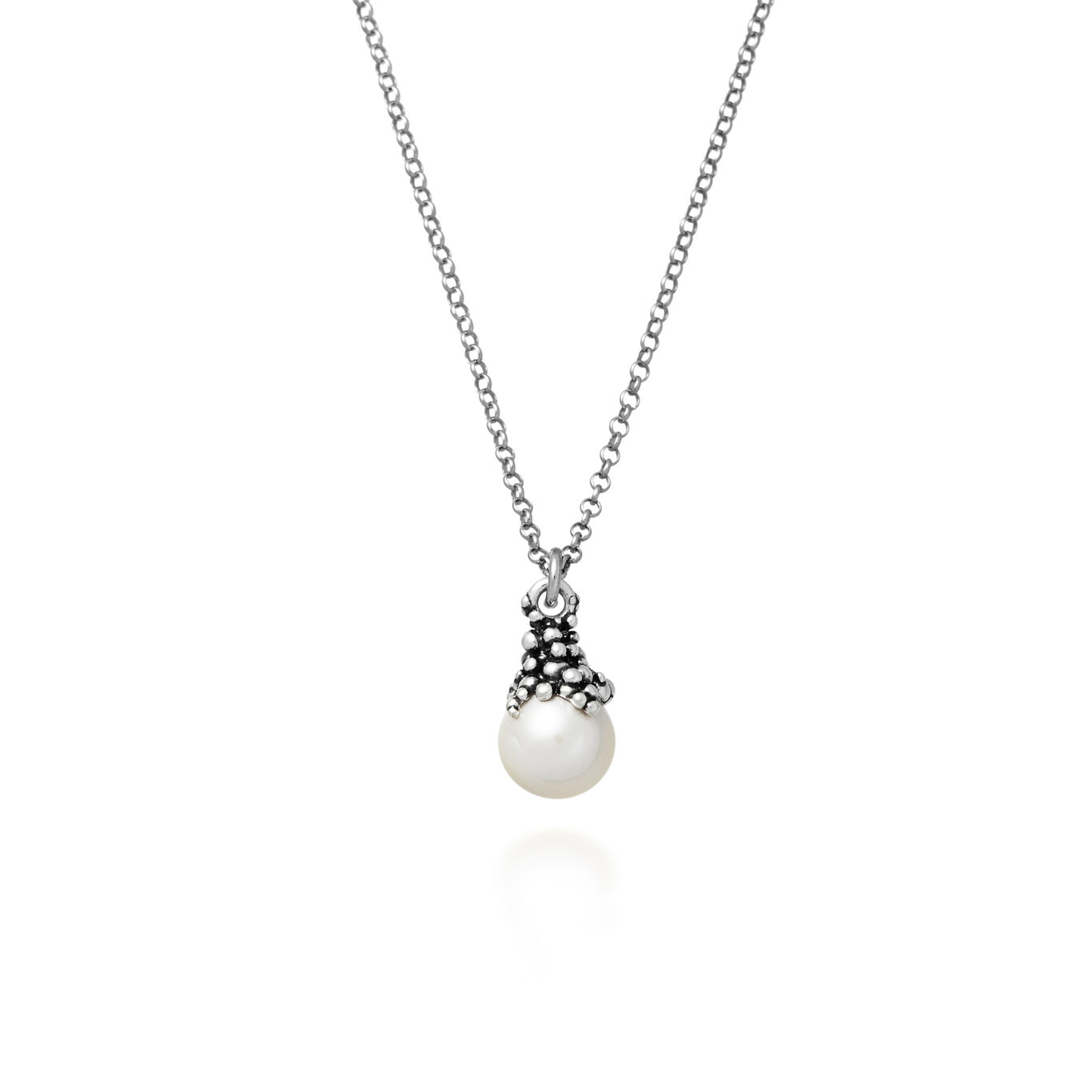 Drop Pendant, Necklace in Sterling Silver and natural pearl_image number 0_Giovanni Raspini