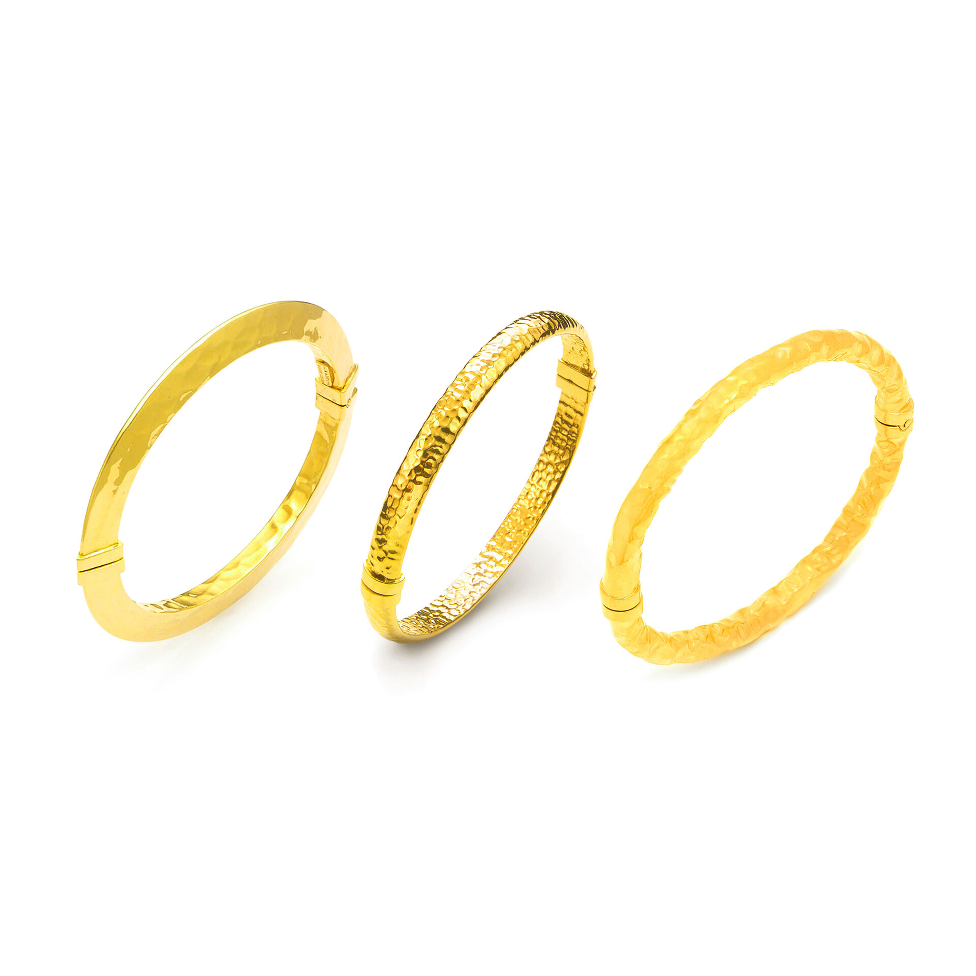 Gold-Plated Silver Rock Bangle Set image number 0