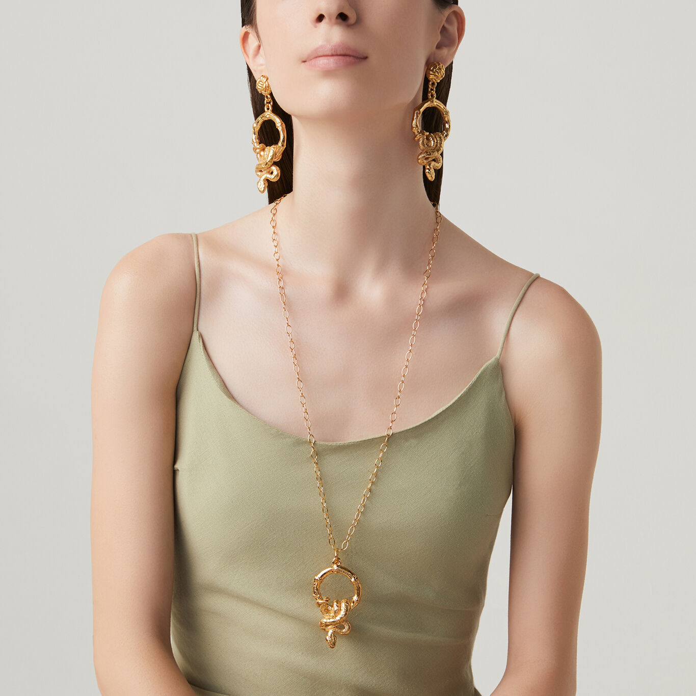 Snake and Bamboo Earrings, Earrings in 18k Gold Plated Sterling Silver_image number 2_Giovanni Raspini