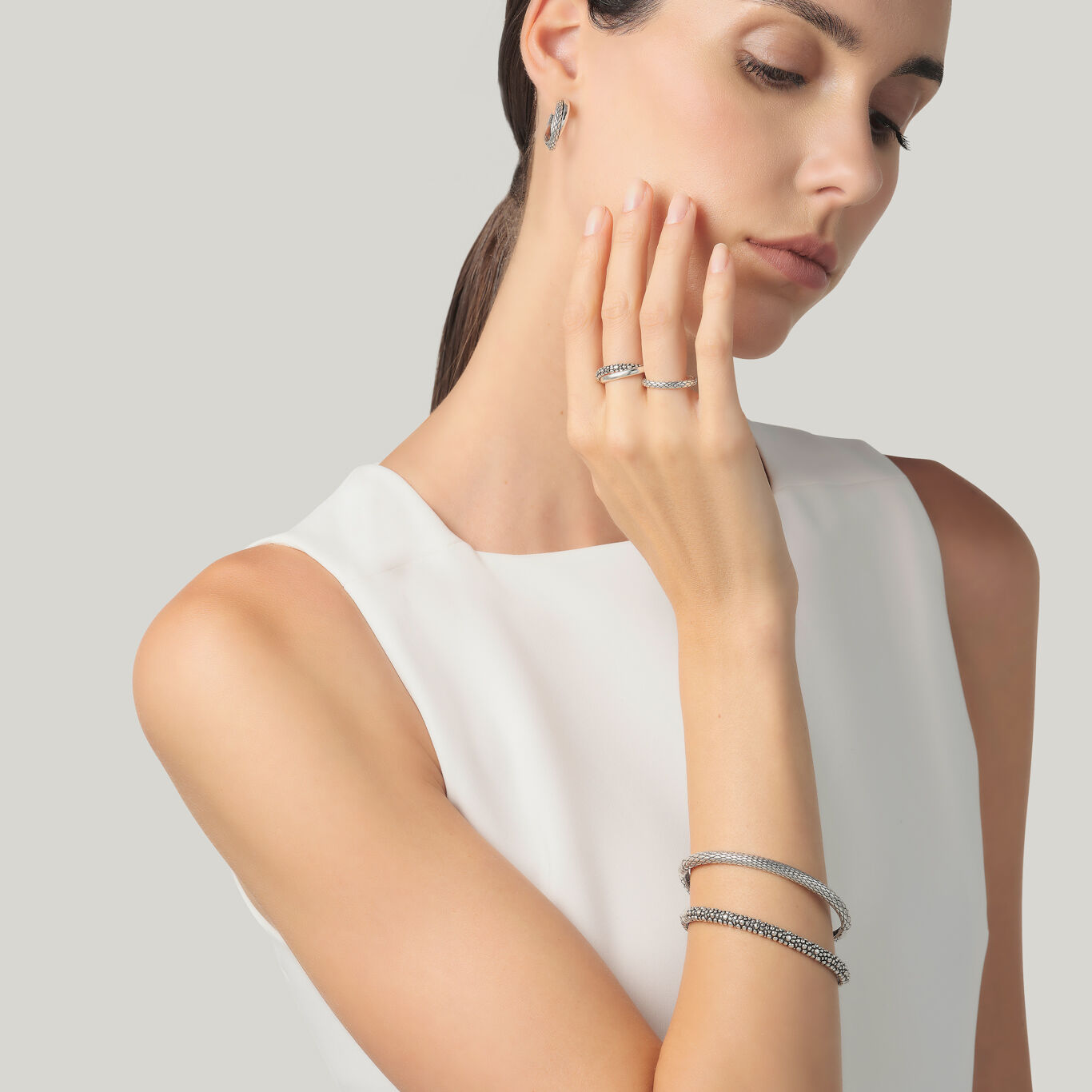 Texture Pixie Bracelet, Bangle in Sterling Silver_image number 2_Giovanni Raspini