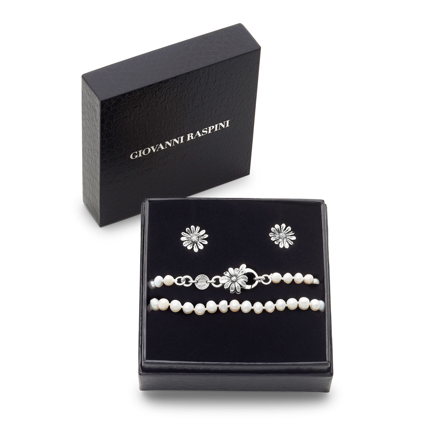 Daisies Set, Necklace and Earrings in Sterling Silver and natural pearls_image number 2_Giovanni Raspini