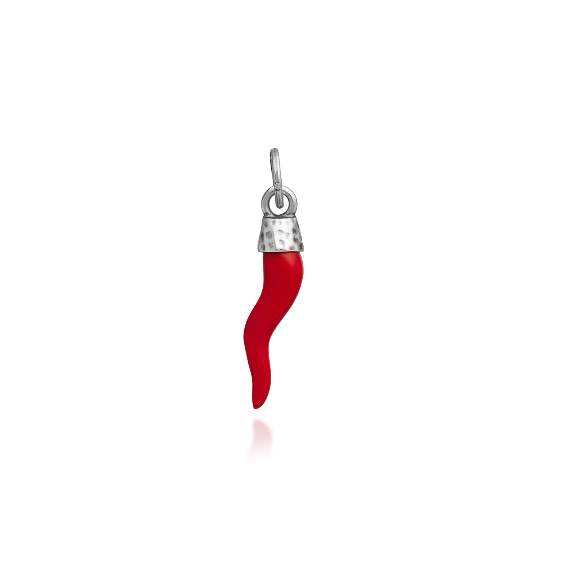 Hammered Red Italian Horn Charm image number 0