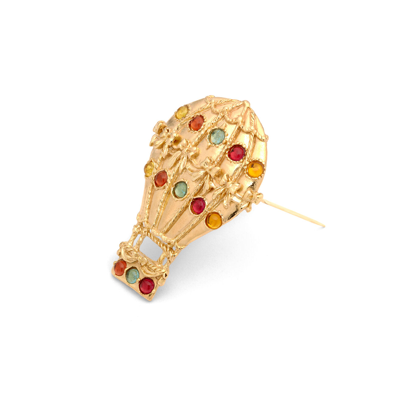 Hot-Air-Balloon Brooch, Gold-plated sterling silver and rainbow siamites brooch_image number 2_Giovanni Raspini