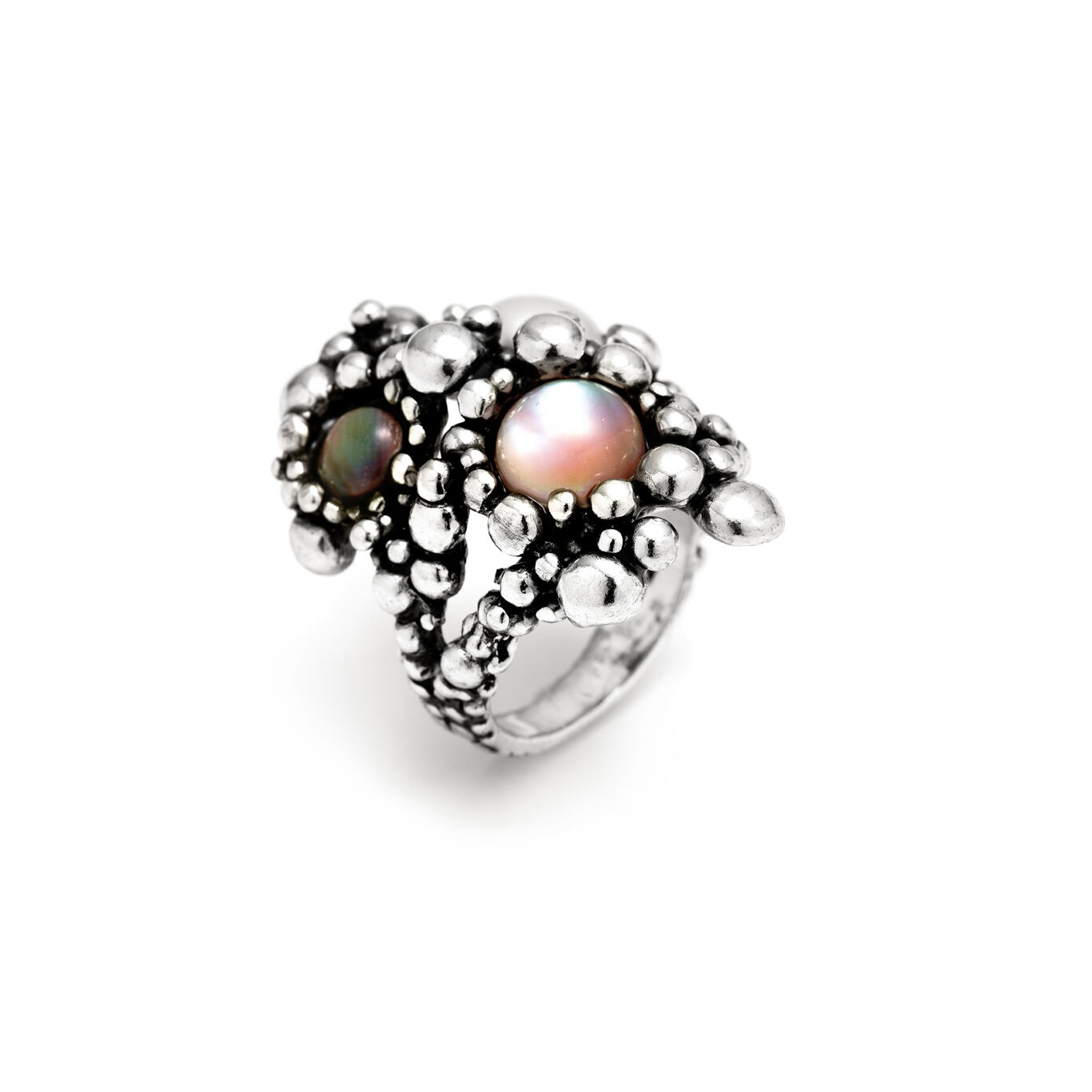 Sunrise Ring, Ring in Sterling Silver, natural pearls, mother of pearl and quartz_image number 2_Giovanni Raspini