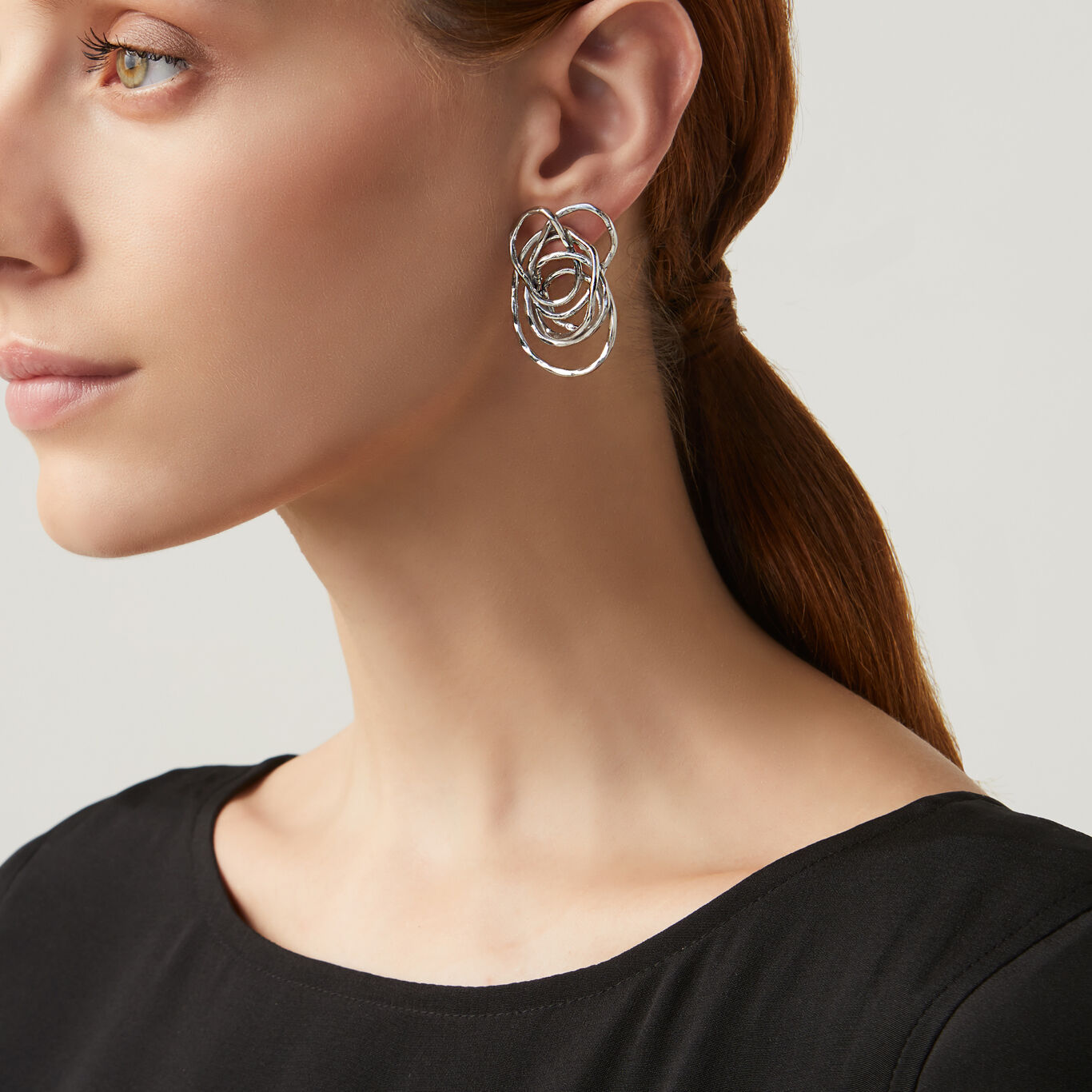 Air Button Earrings, Earrings in Sterling Silver_image number 1_Giovanni Raspini