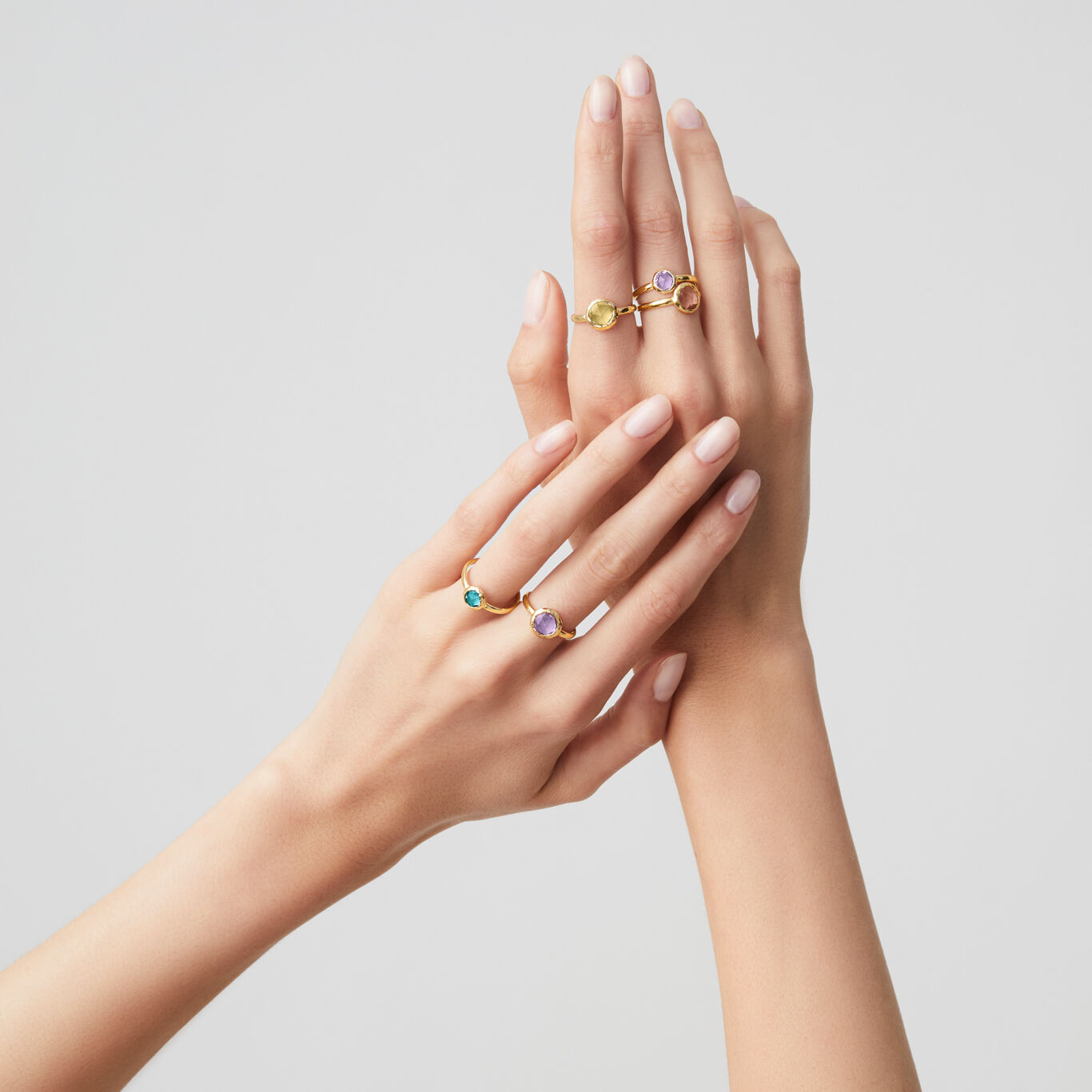 Wisteria Small Loop Ring, Ring in gold-plated sterling silver with wisteria crystal_image number 2_Giovanni Raspini