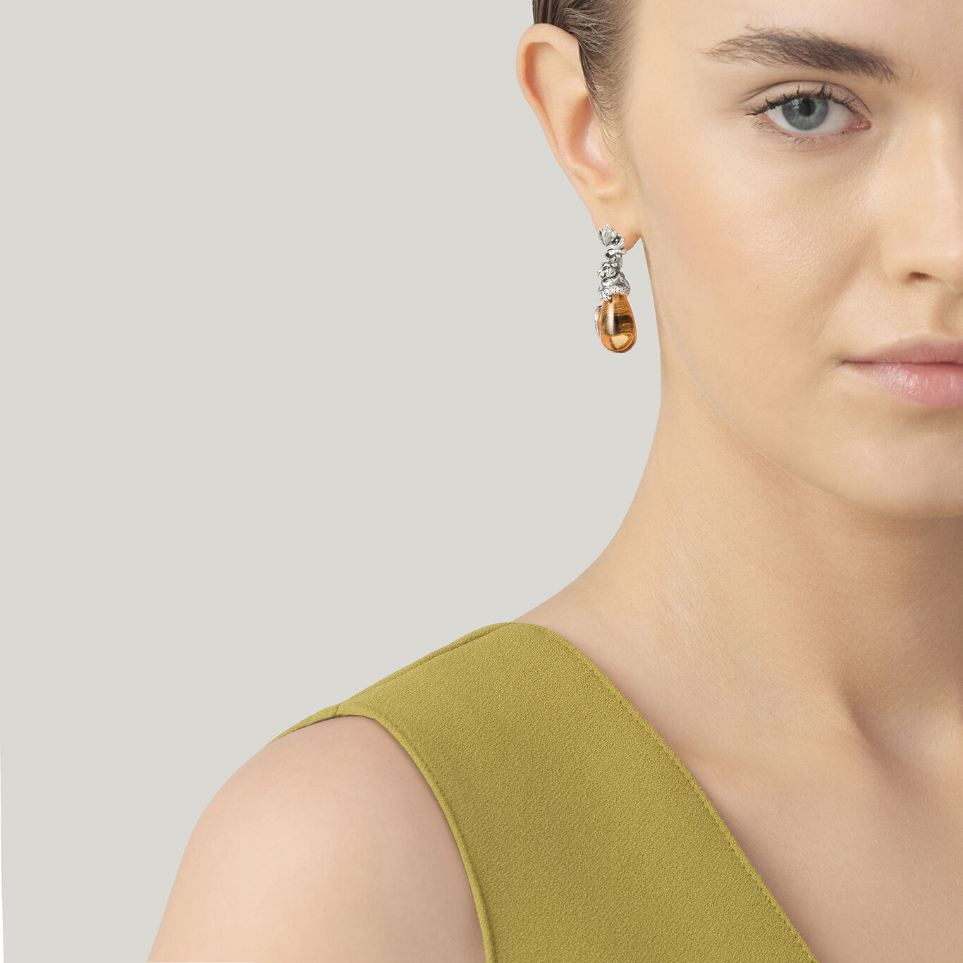 Boucles D'Oreilles Goutte L&eacute;opard, Boucles d&rsquo;oreilles en Argent massif et cristaux citrine_image number 1_Giovanni Raspini