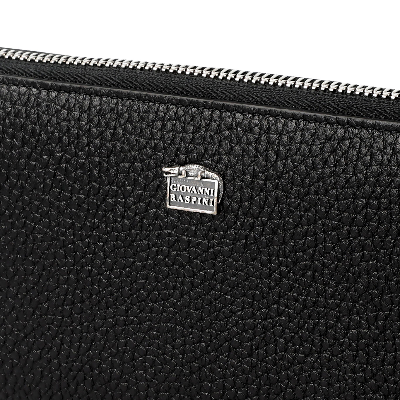 Cartera con Cremallera Grande Piel Gofrada, Portadocumentos de piel y decoraci&oacute;n ic&oacute;nica de plata 925_image number 4_Giovanni Raspini