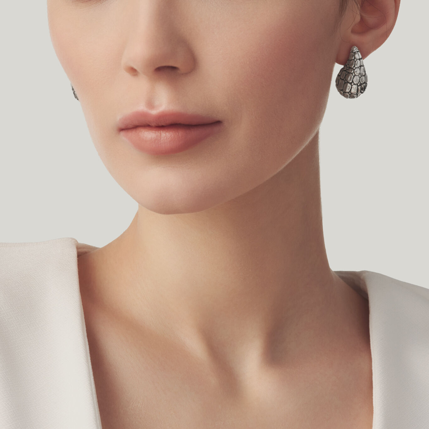 Croco Droplet Small Earrings, Earrings in Sterling Silver_image number 1_Giovanni Raspini