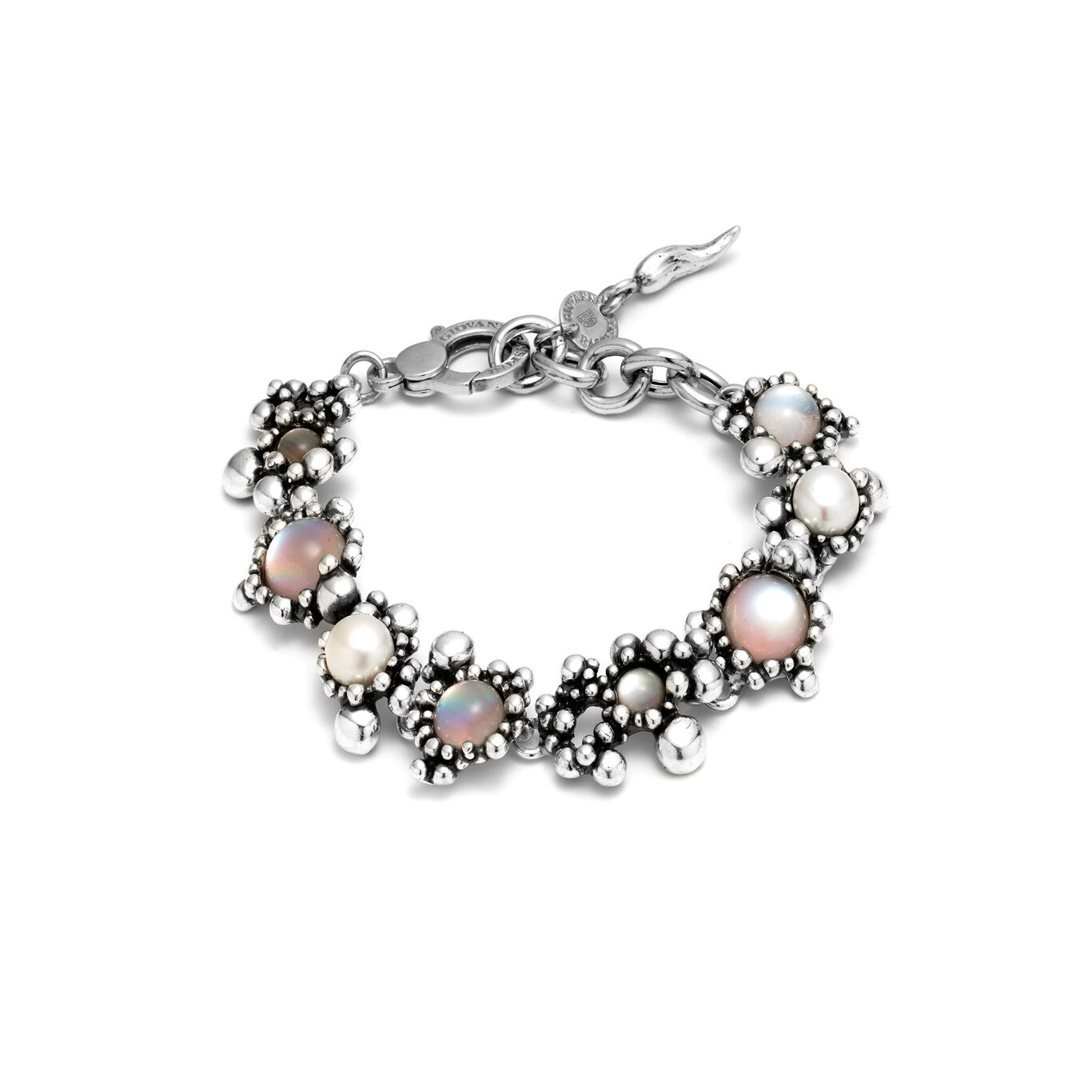 Sunrise Bracelet, Bracelet in Sterling Silver, natural pearls, mother of pearl and quartz_image number 0_Giovanni Raspini