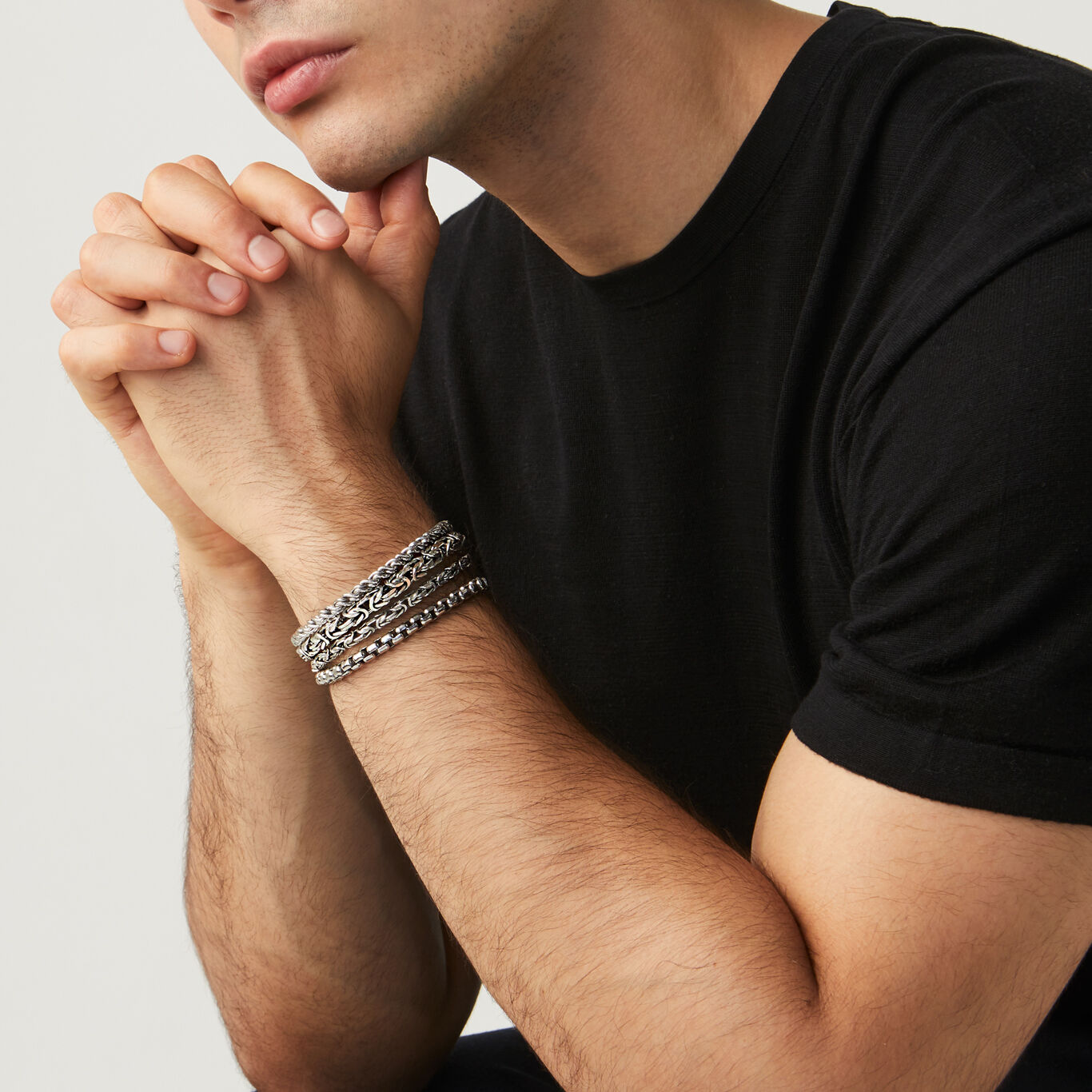 Square Byzantine Small Bracelet, Bracelet in Sterling Silver_image number 2_Giovanni Raspini