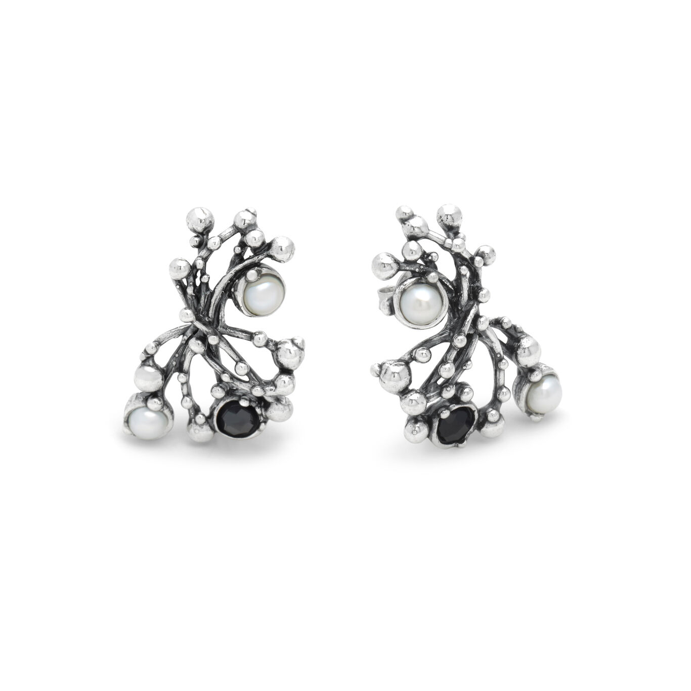 Orecchini Grandi Aura, Orecchini in Argento 925, perle naturali e onice_image number 2_Giovanni Raspini