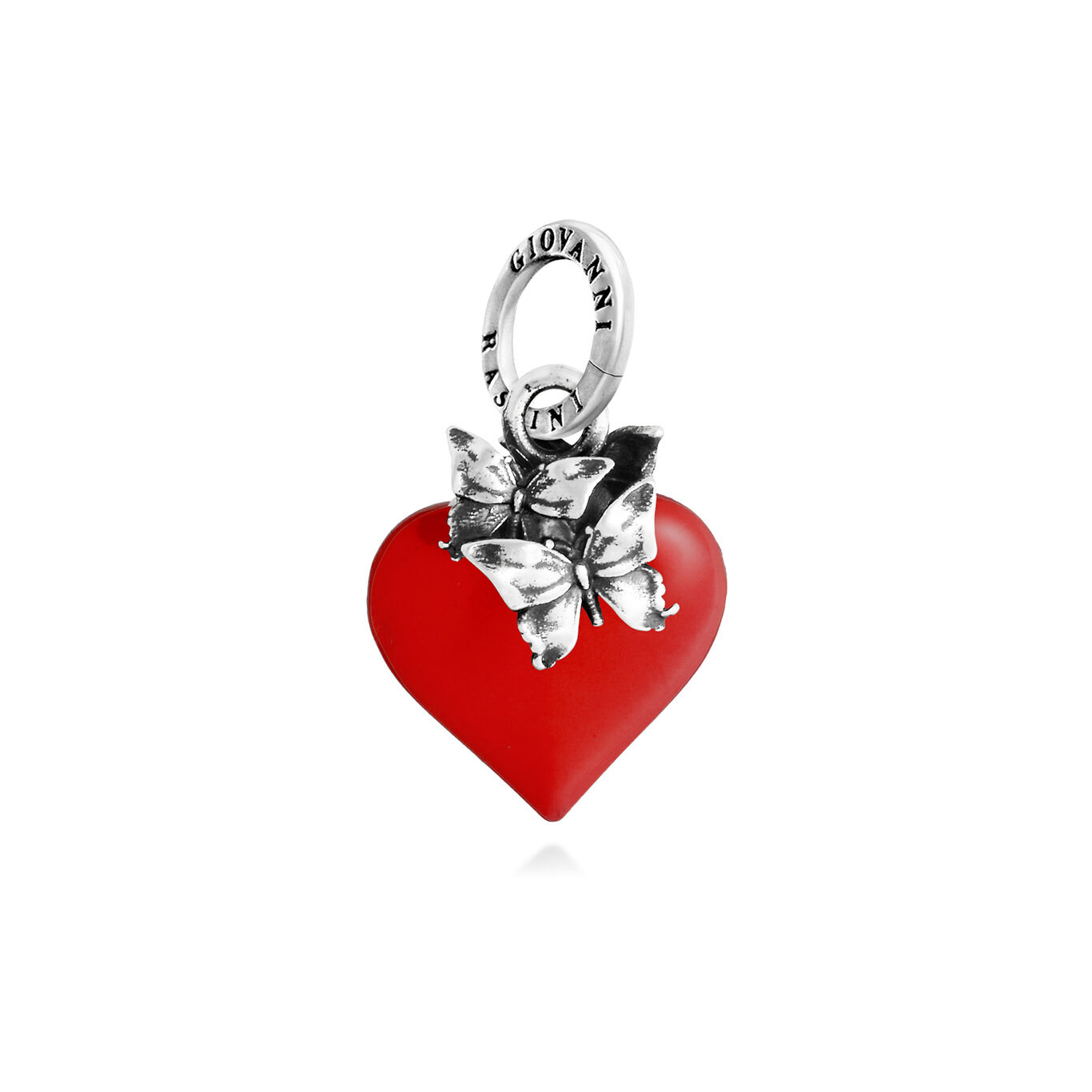 Butterflies Red Heart Charm