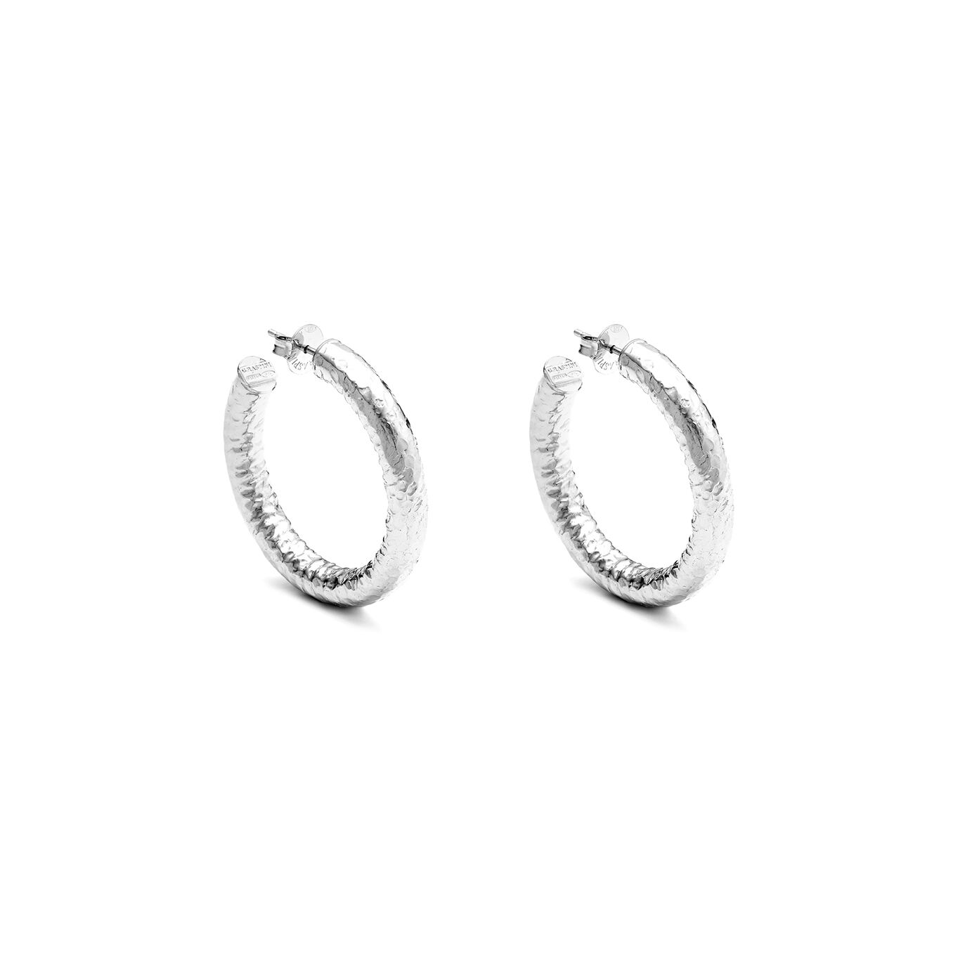 Moon Rock Small Earrings, Hoop Earrings in Sterling Silver_image number 0_Giovanni Raspini