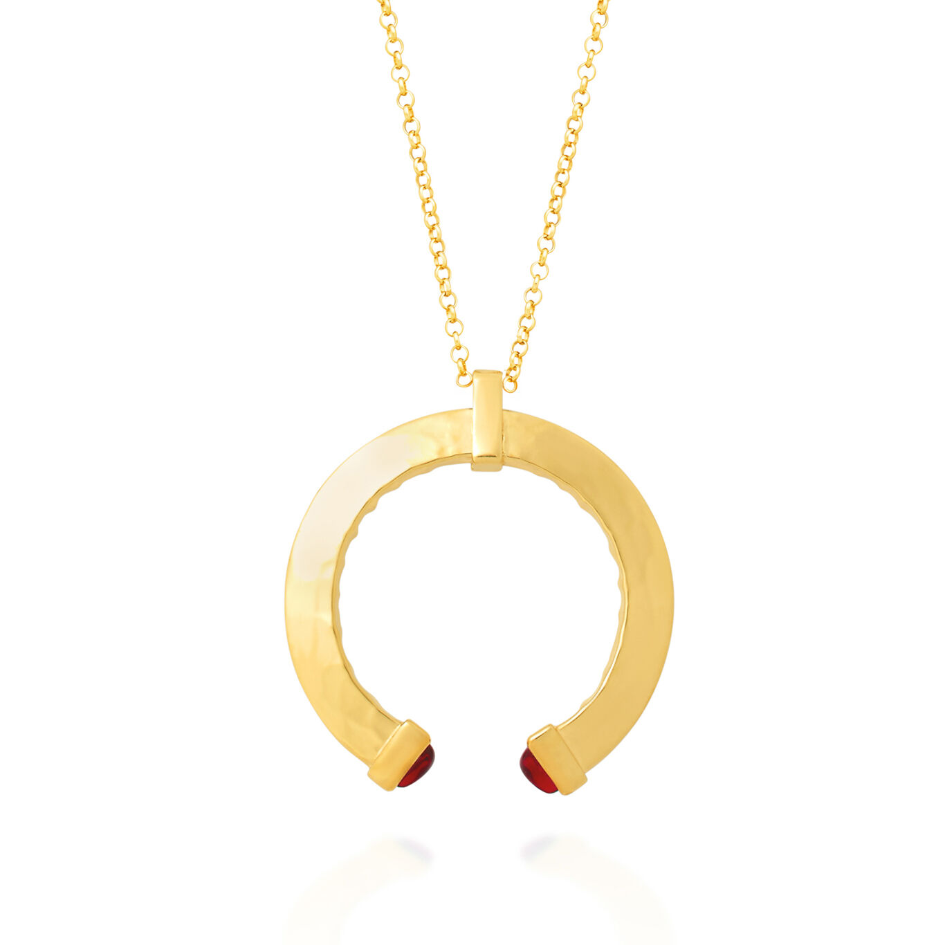 Red Blade Pendant, Necklace in 18k Gold Plated Sterling Silver with red crystals_image number 0_Giovanni Raspini