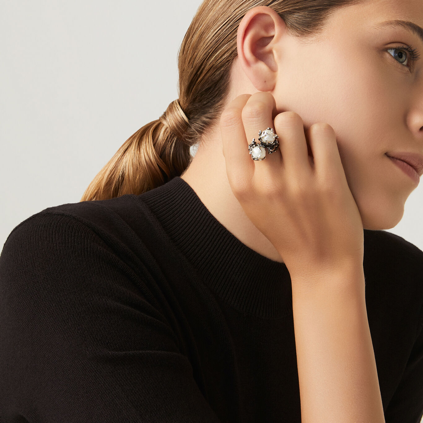 Southern Sea Small Ring, Ring in Sterling Silver and natural pearls_image number 1_Giovanni Raspini