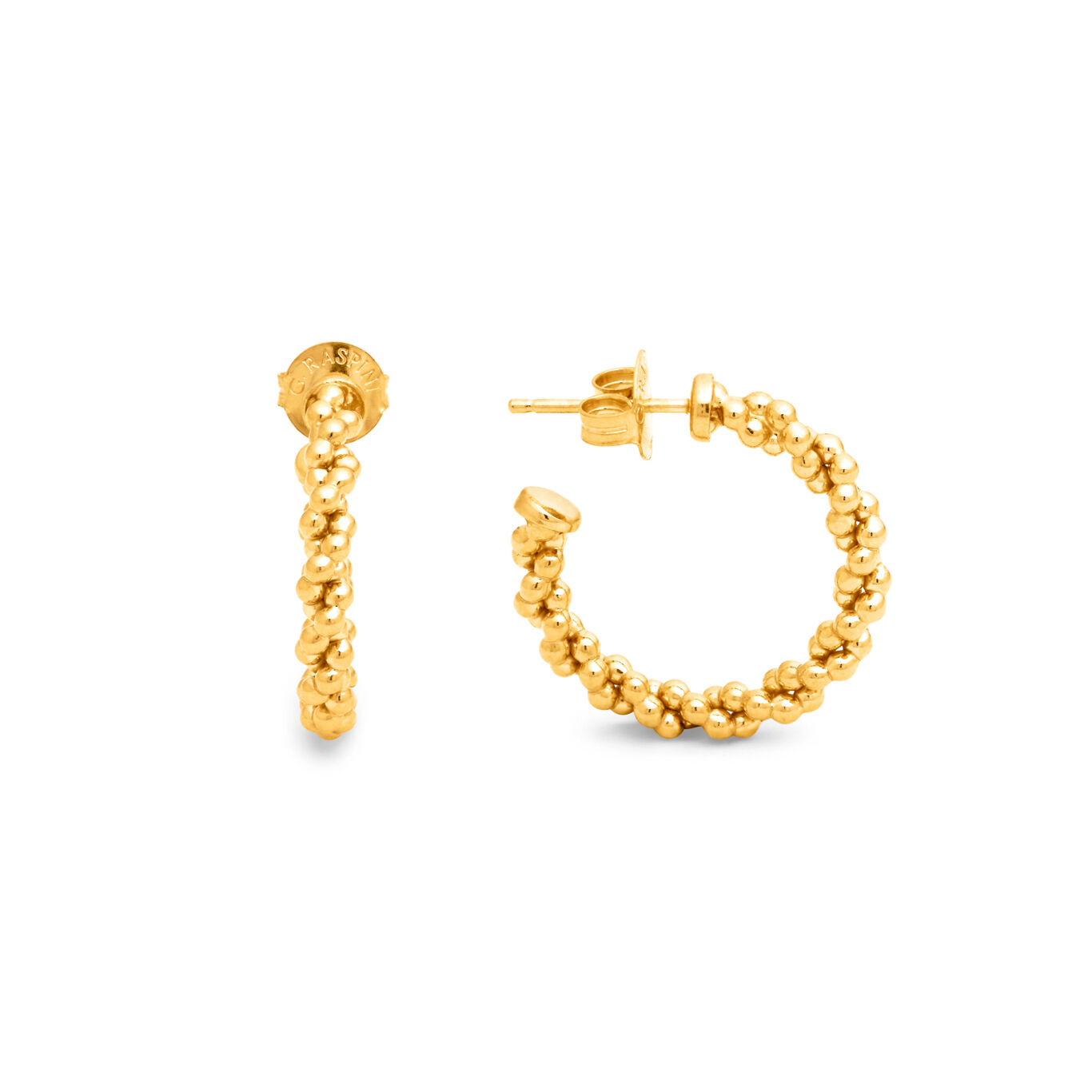 Wheat Chain Small Hoop Earrings, Hoop Earrings in gold-plated Sterling Silver_image number 2_Giovanni Raspini
