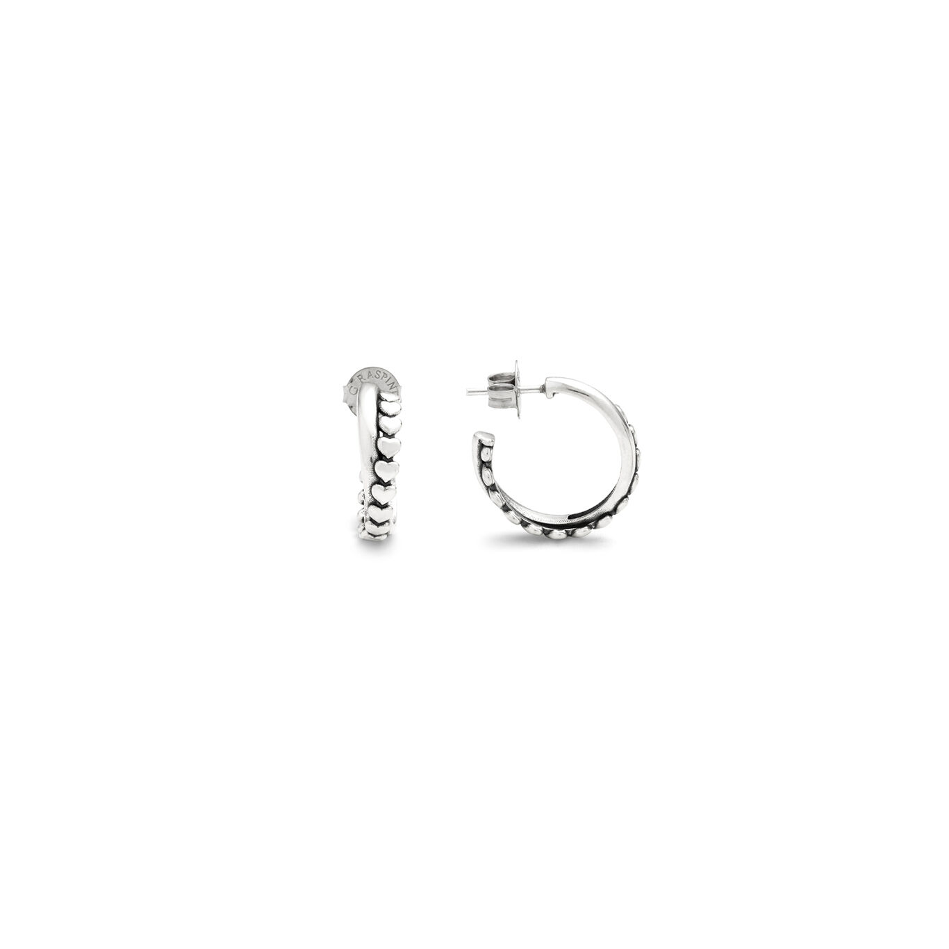 Heart Double Hoop Earrings, Earrings in Sterling Silver_image number 2_Giovanni Raspini