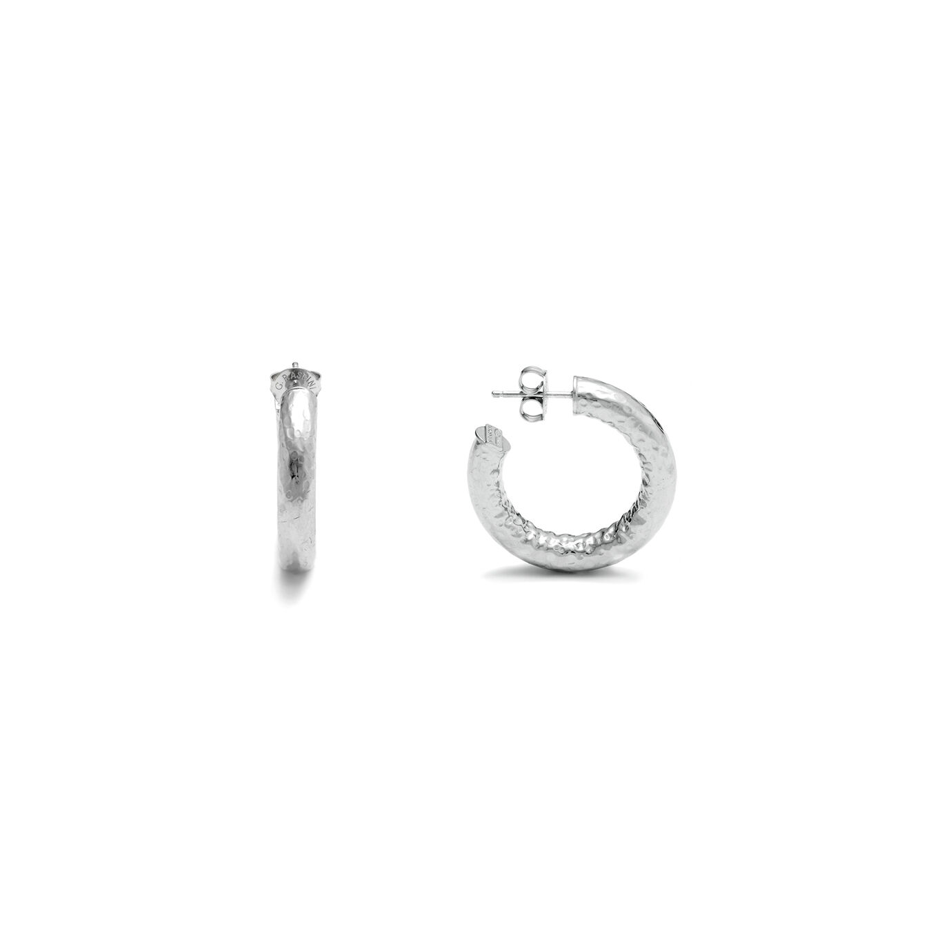 Rock Small Earrings, Hoop Earrings in Sterling Silver_image number 3_Giovanni Raspini