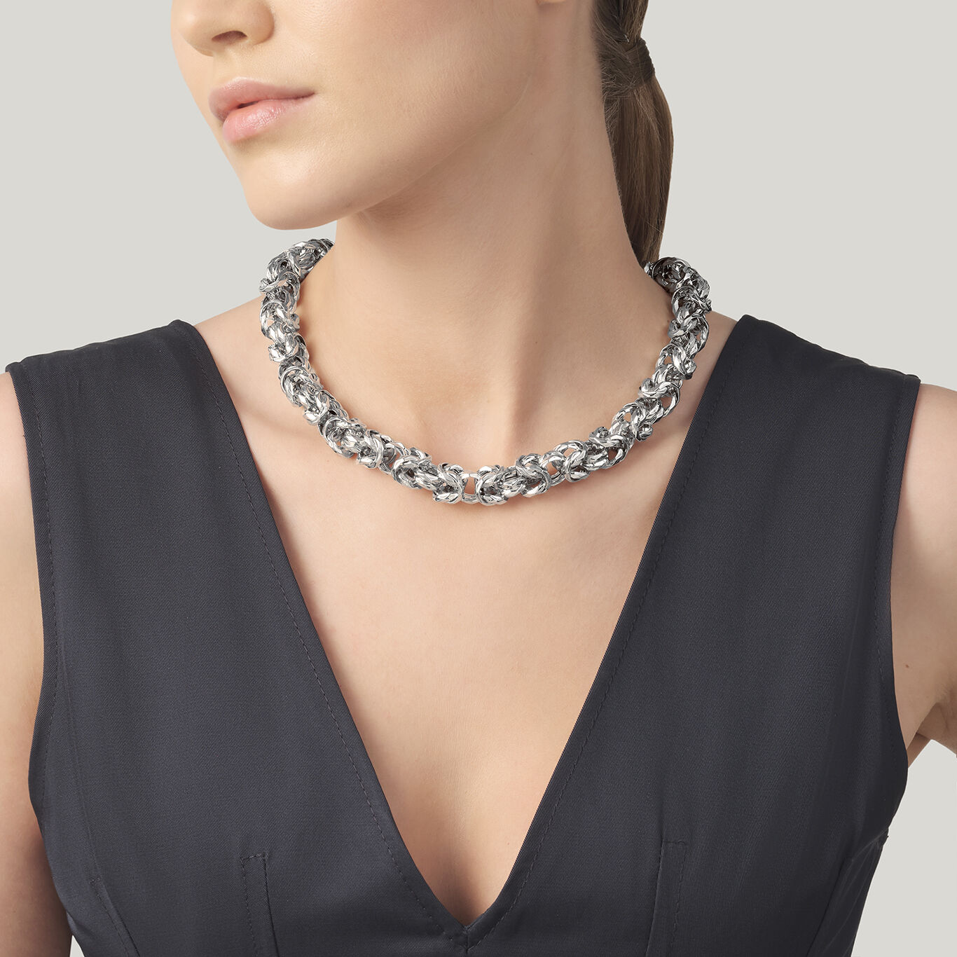 Big Byzantine Luce Necklace, Necklace in Sterling Silver_image number 1_Giovanni Raspini