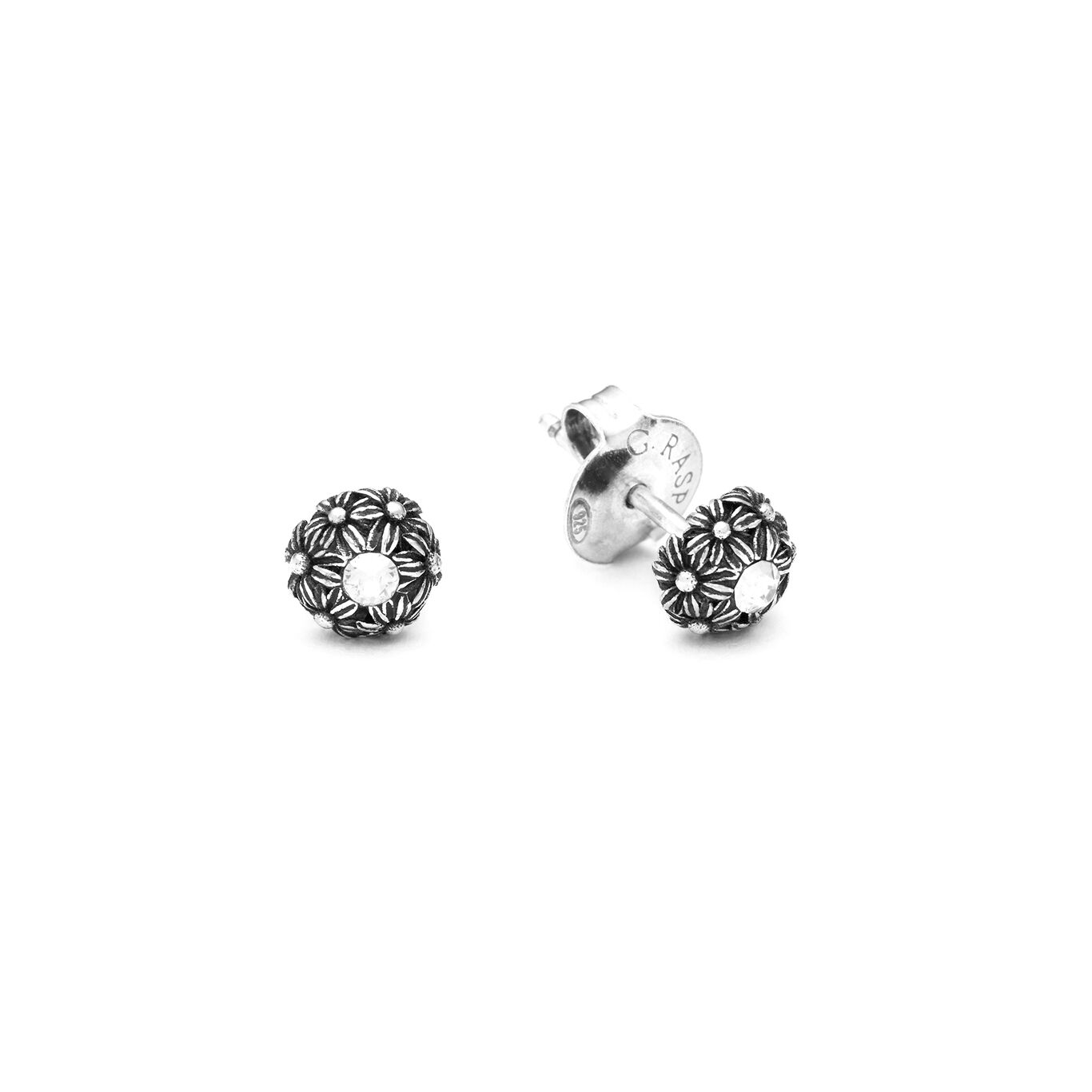 Daisies Mini Earrings and zircon, Earrings in Sterling Silver and zircons_image number 2_Giovanni Raspini