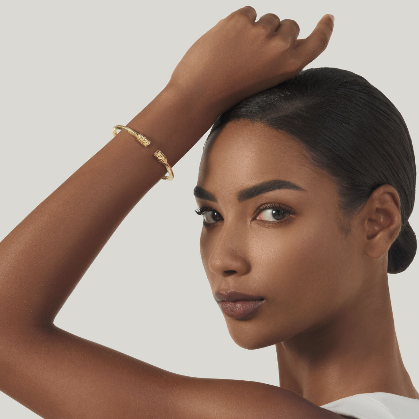 Armband Tubogas Kroko Klein, Vergoldet