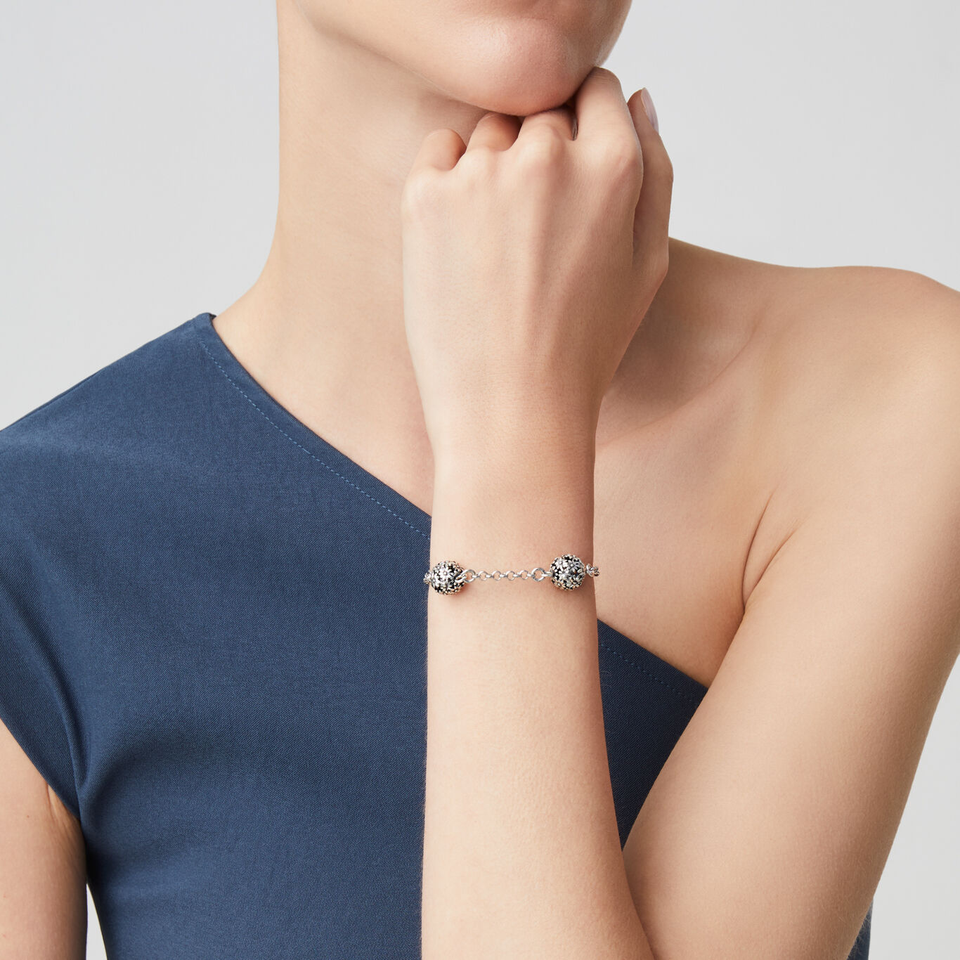 Daisies Shine Bracelet, Bracelet in Sterling Silver_image number 1_Giovanni Raspini