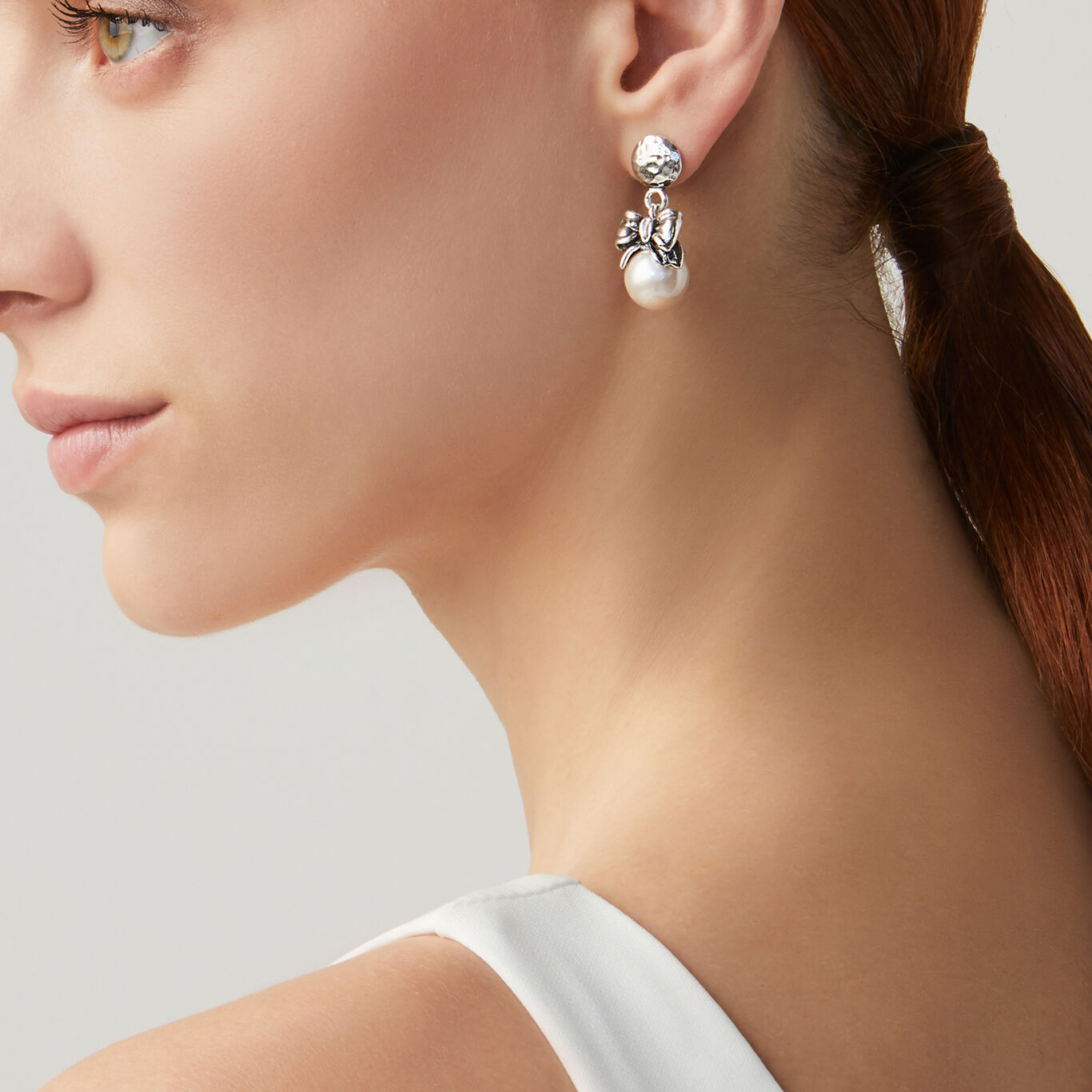 Boucles d'oreilles Drops N&oelig;ud argent&eacute;