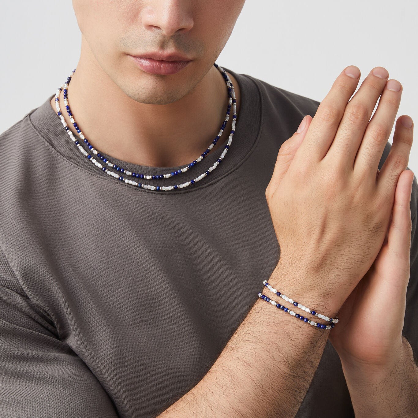 Collana Beat Lapislazzuli, Collana in Argento 925, lapislazzuli e madreperla_image number 2_Giovanni Raspini