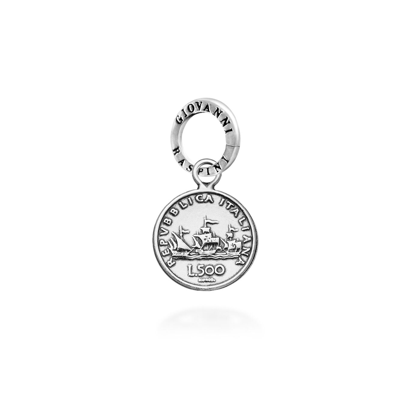 500 Lire Coin Mini Charm, Charm in Sterling Silver_image number 1_Giovanni Raspini