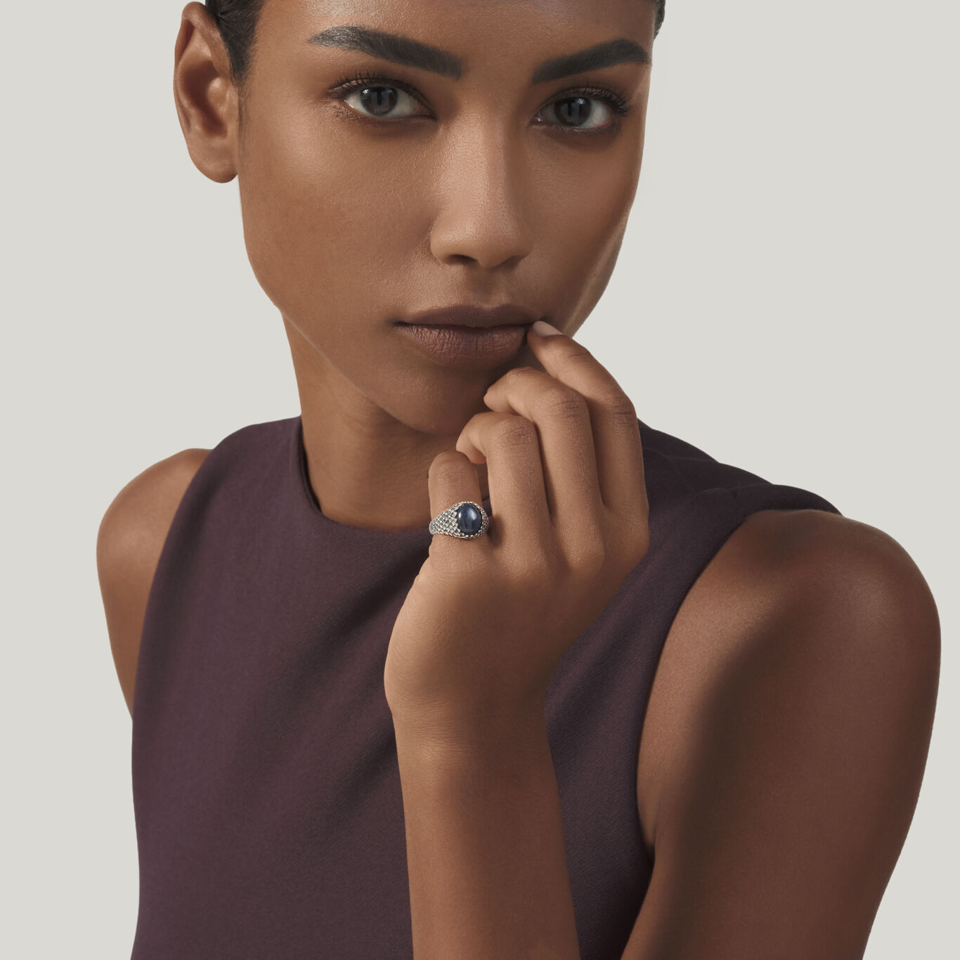 Snake Pinkie Ring, Ring in Sterling Silver and sodalite_image number 1_Giovanni Raspini