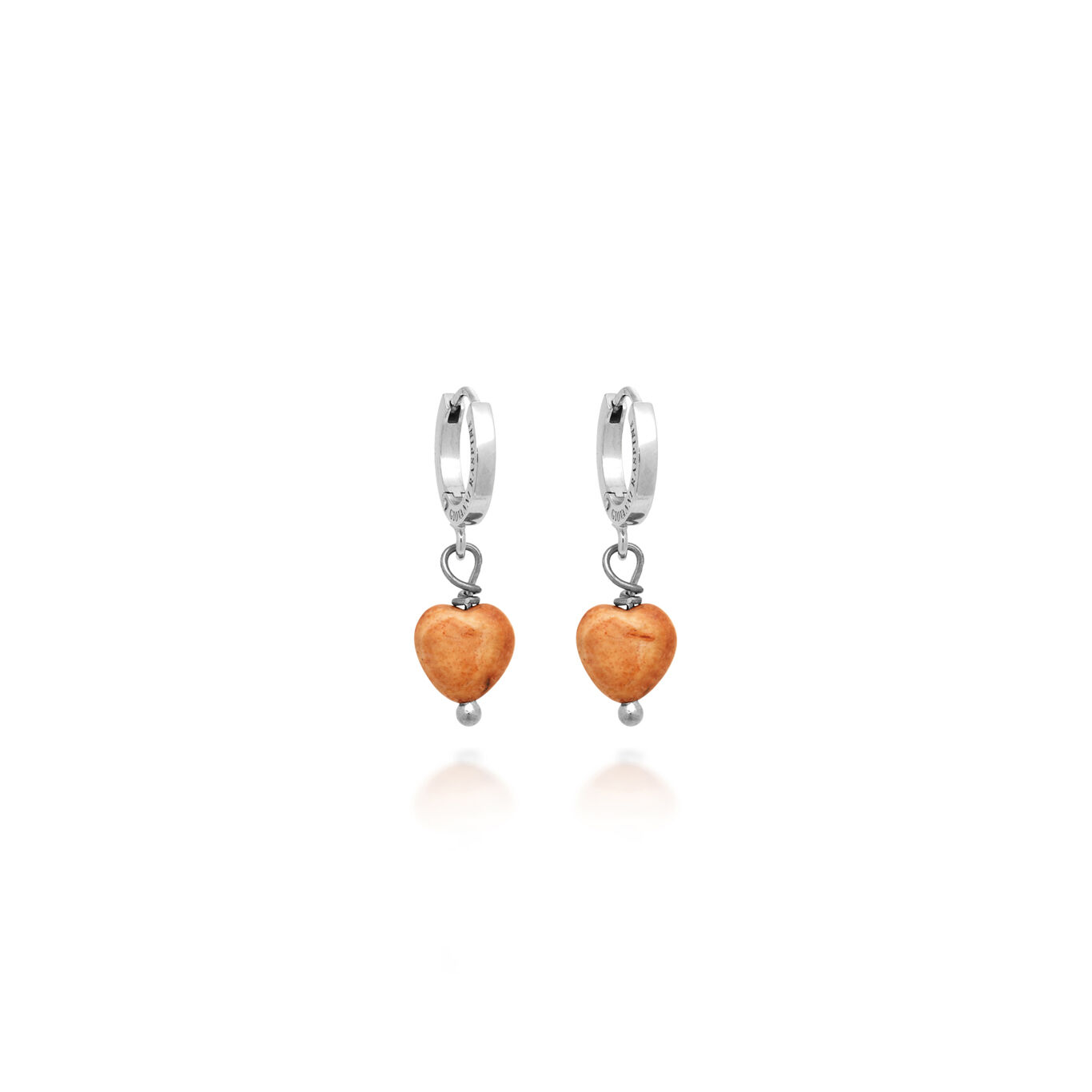 Huggie Earrings Paesina Stone Heart