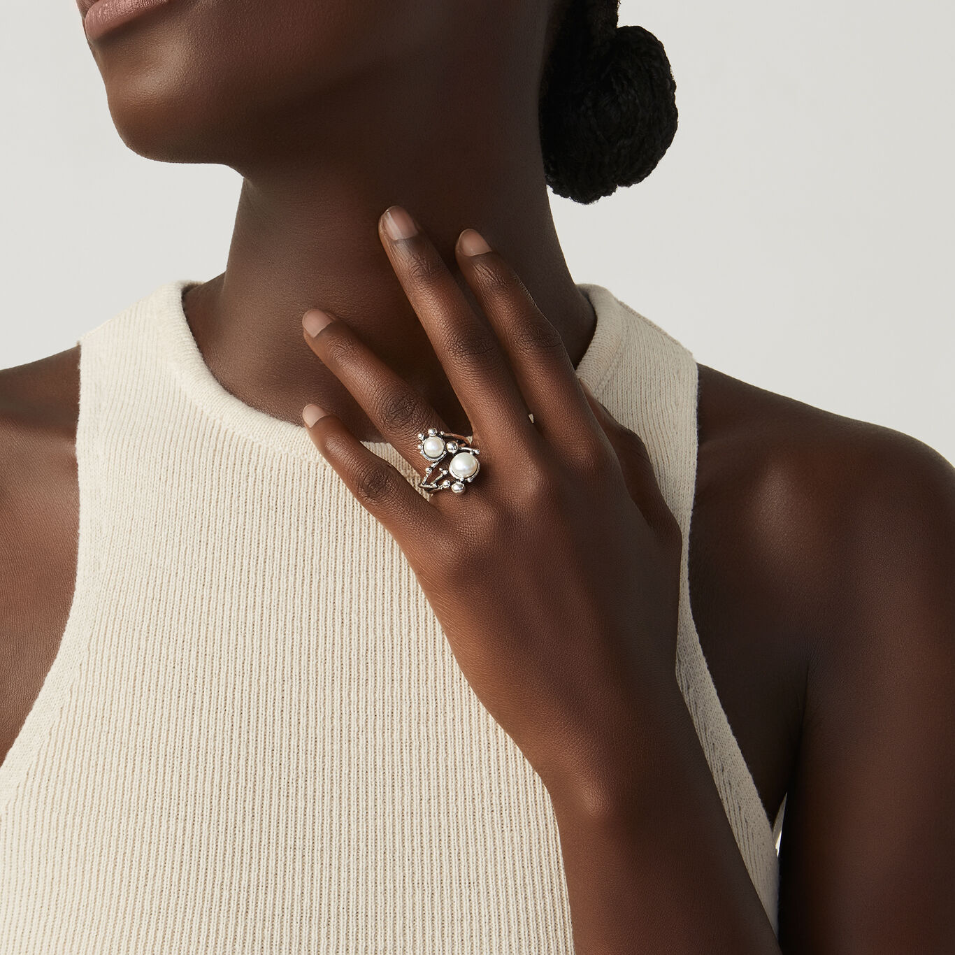 Bague Ad Astra, Bague en argent massif et perles naturelles_image number 1_Giovanni Raspini