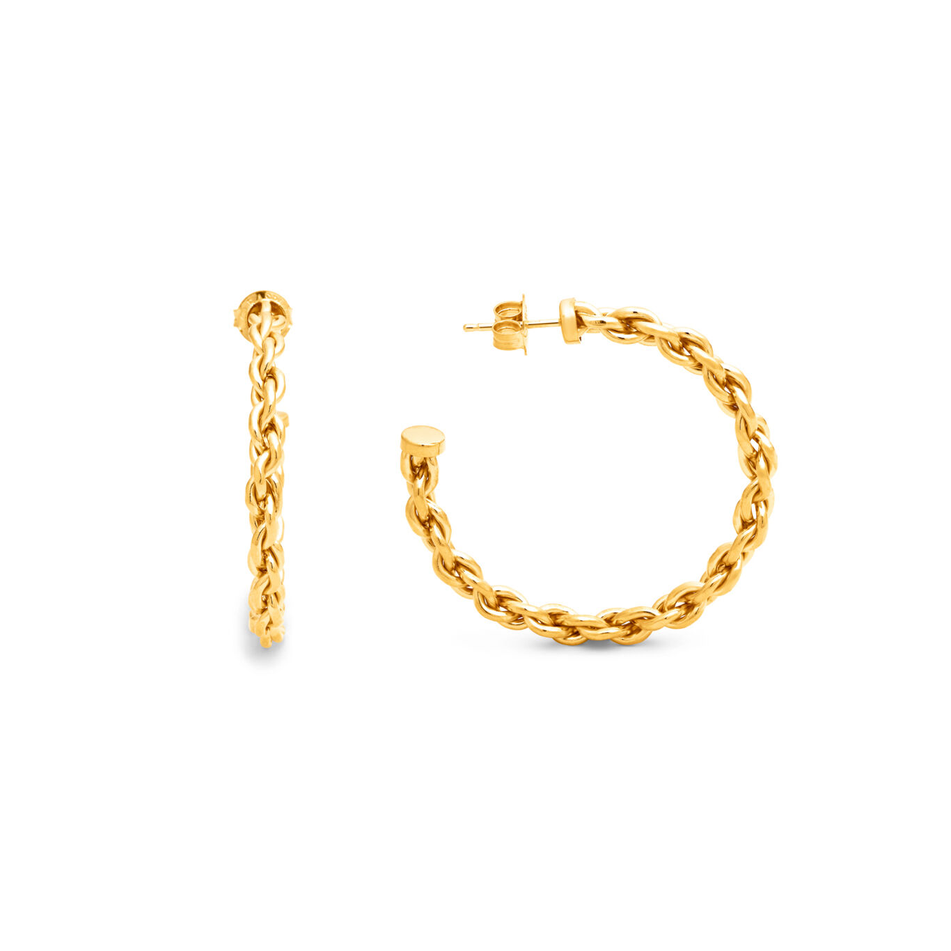 Boucles D'Oreilles Cr&eacute;oles Cha&icirc;ne Grande Taille, Cr&eacute;oles en argent massif dor&eacute;_image number 2_Giovanni Raspini