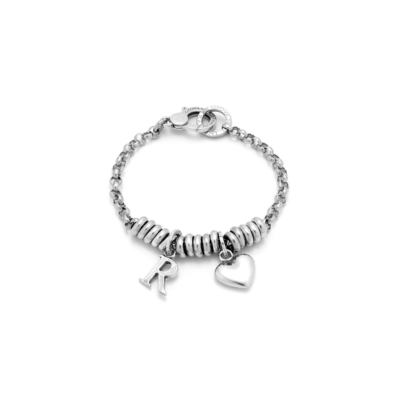 Bracelet with Heart and Letter R, Bracelet in Sterling Silver_image number 0_Giovanni Raspini