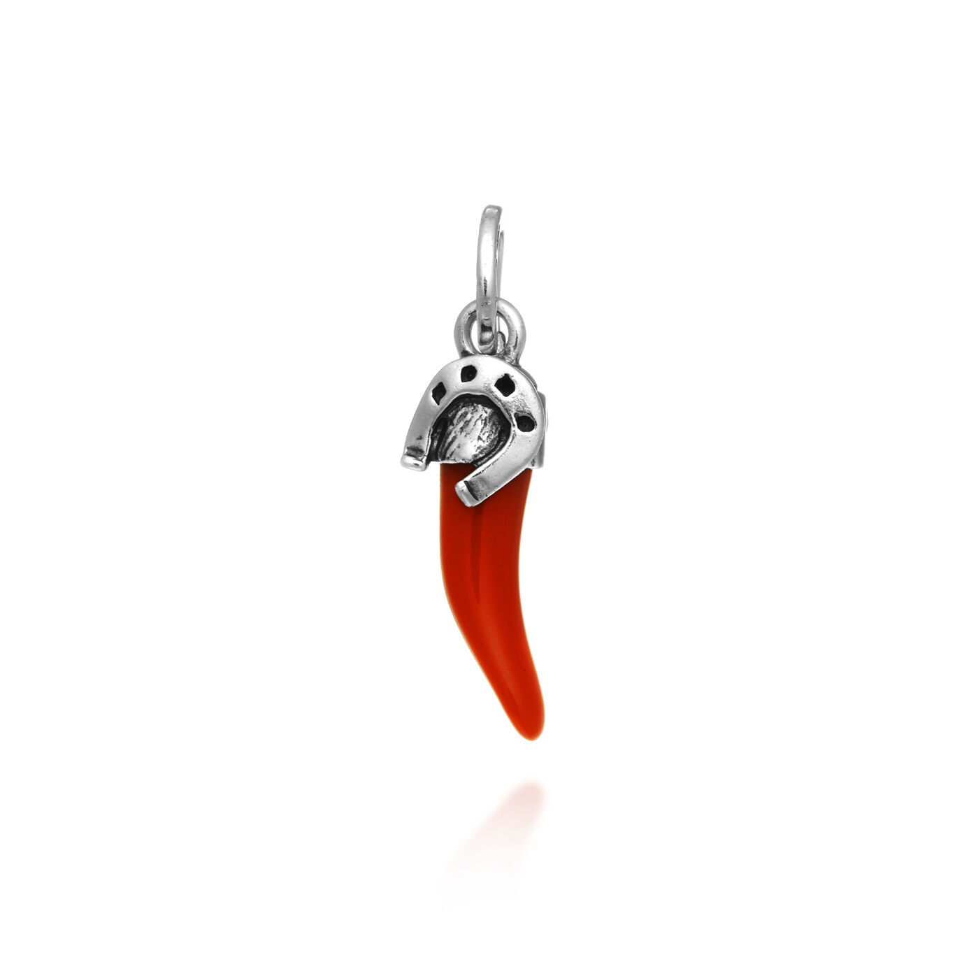 Red Horn Horseshoe Charm