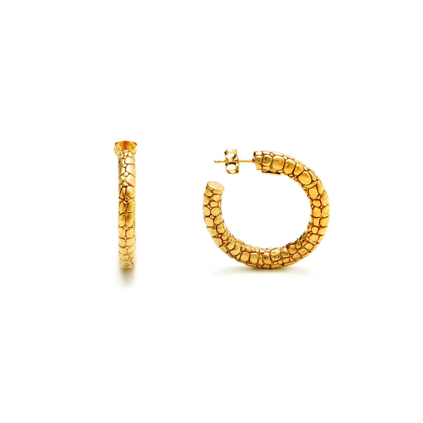Croco Hoop Earrings, Hoop Earrings in gold-plated Sterling Silver_image number 2_Giovanni Raspini