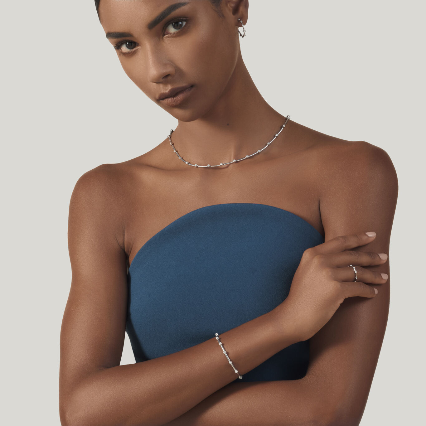 Satellite Bracelet, Necklace in Sterling Silver and zircons_image number 2_Giovanni Raspini