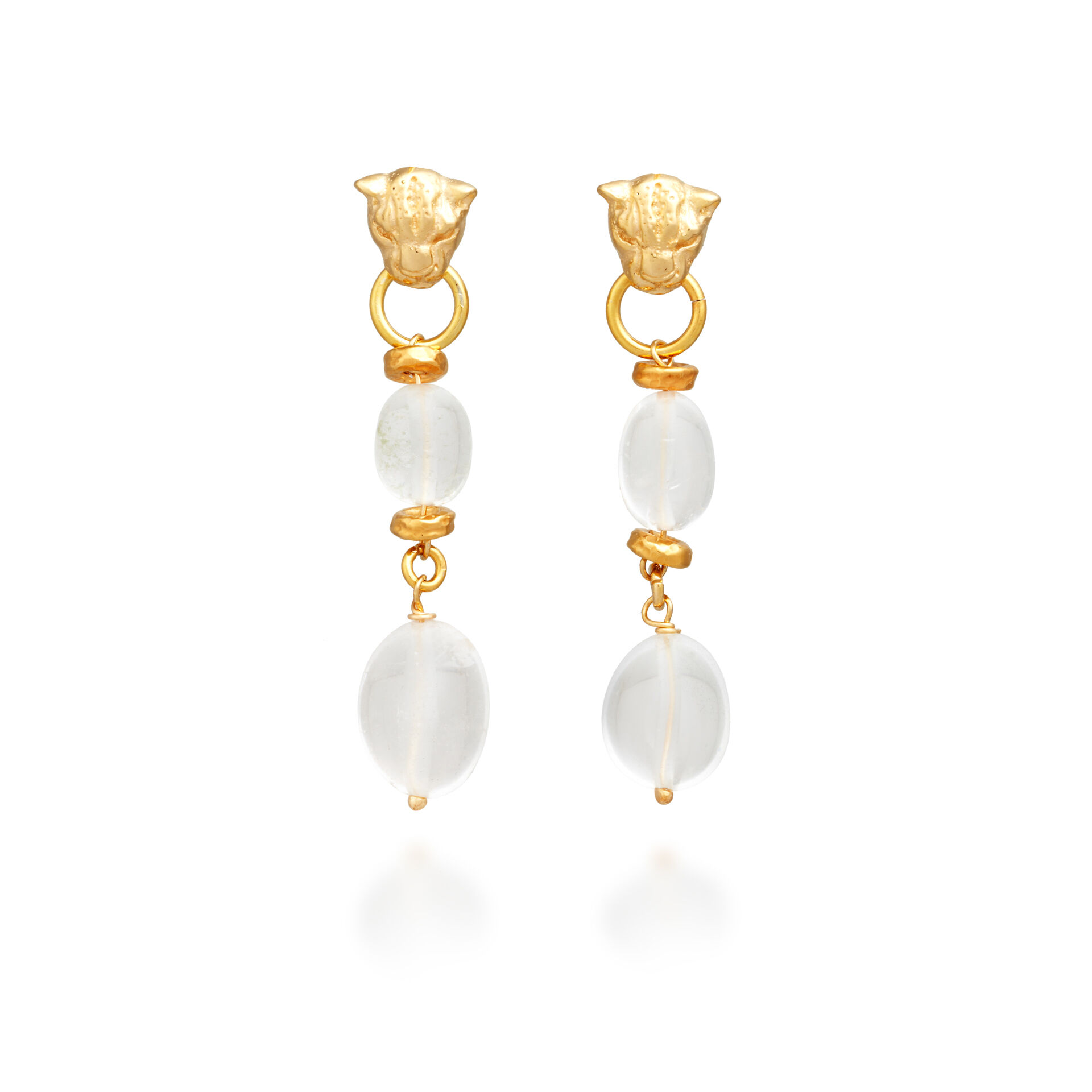 Pendientes Leopardo Y Cristal De Roca image number 0