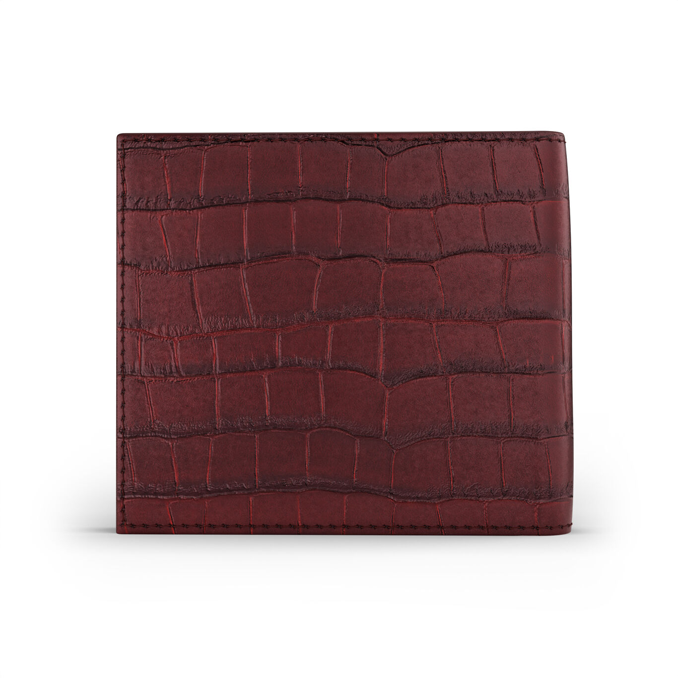 Burgundy Croco Leather Wallet, Leather wallet with iconic sterling silver decoration_image number 5_Giovanni Raspini