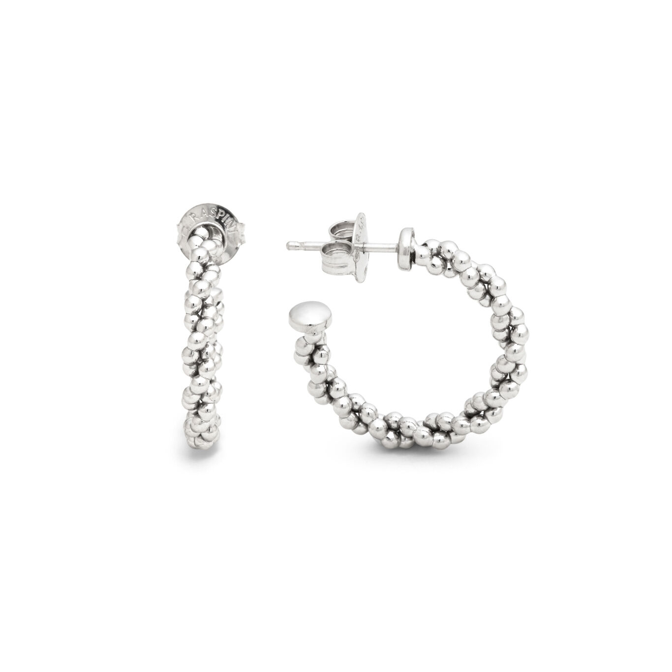 Petites Boucles D'Oreilles Créoles Tressées, Créoles en argent massif_image number 2_Giovanni Raspini