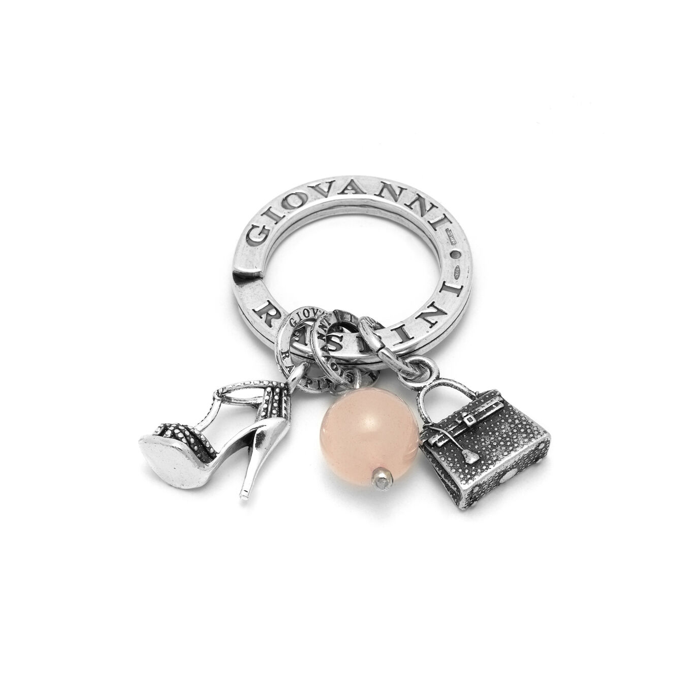 Glamour Key Ring, Key ring in Sterling Silver with rose quartz_image number 0_Giovanni Raspini