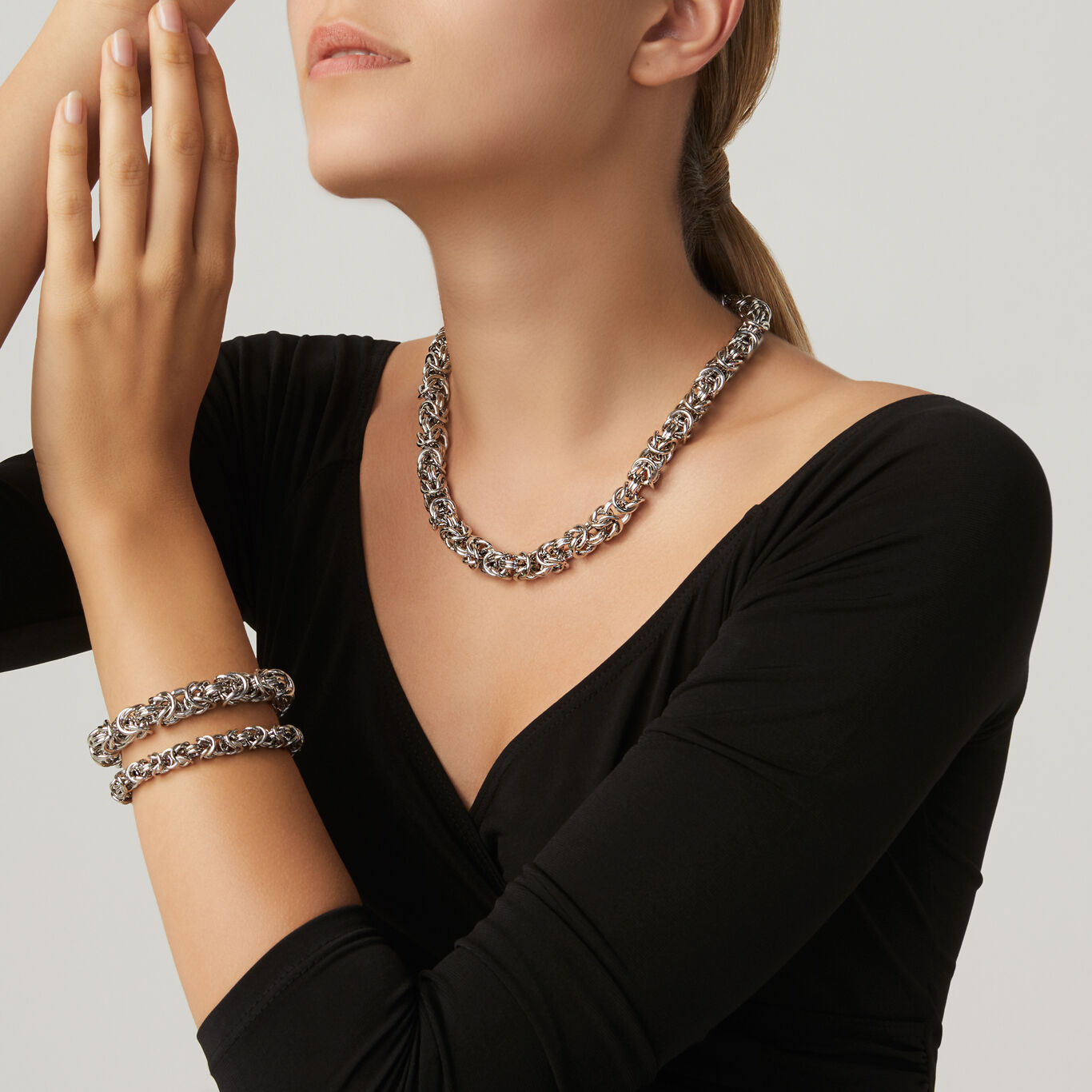 Byzantine Big Necklace, Necklace in Sterling Silver_image number 2_Giovanni Raspini