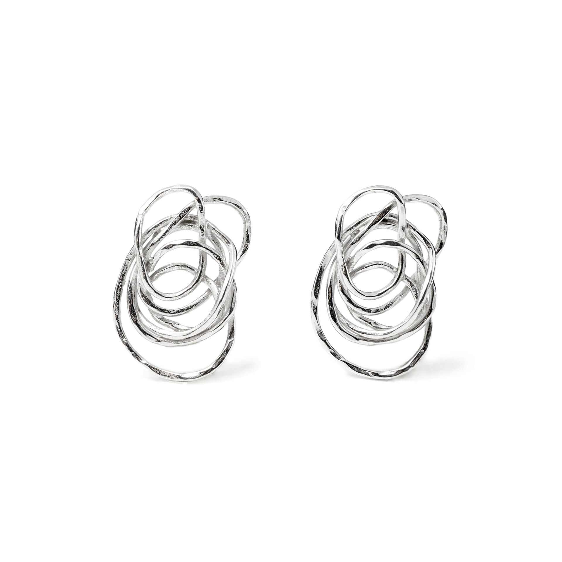 Boucles d'oreilles boutons mailles a&eacute;riennes, grand mod&egrave;le image number 0