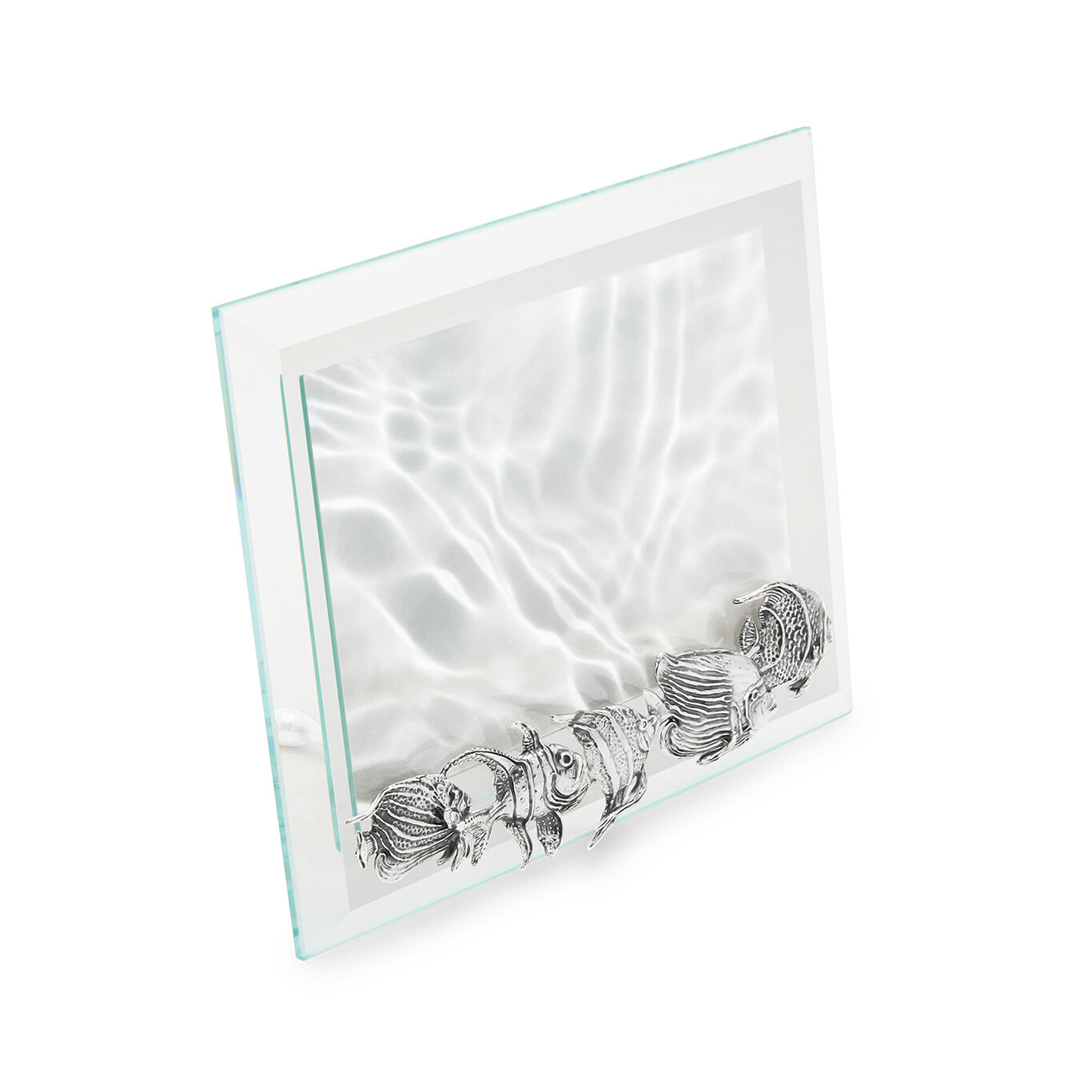 Cadre Encercl&eacute; Lumi&egrave;re Poissons Horizontal, Moyen Mod&egrave;le, Cadre en argent et verre biseaut&eacute;_image number 1_Giovanni Raspini