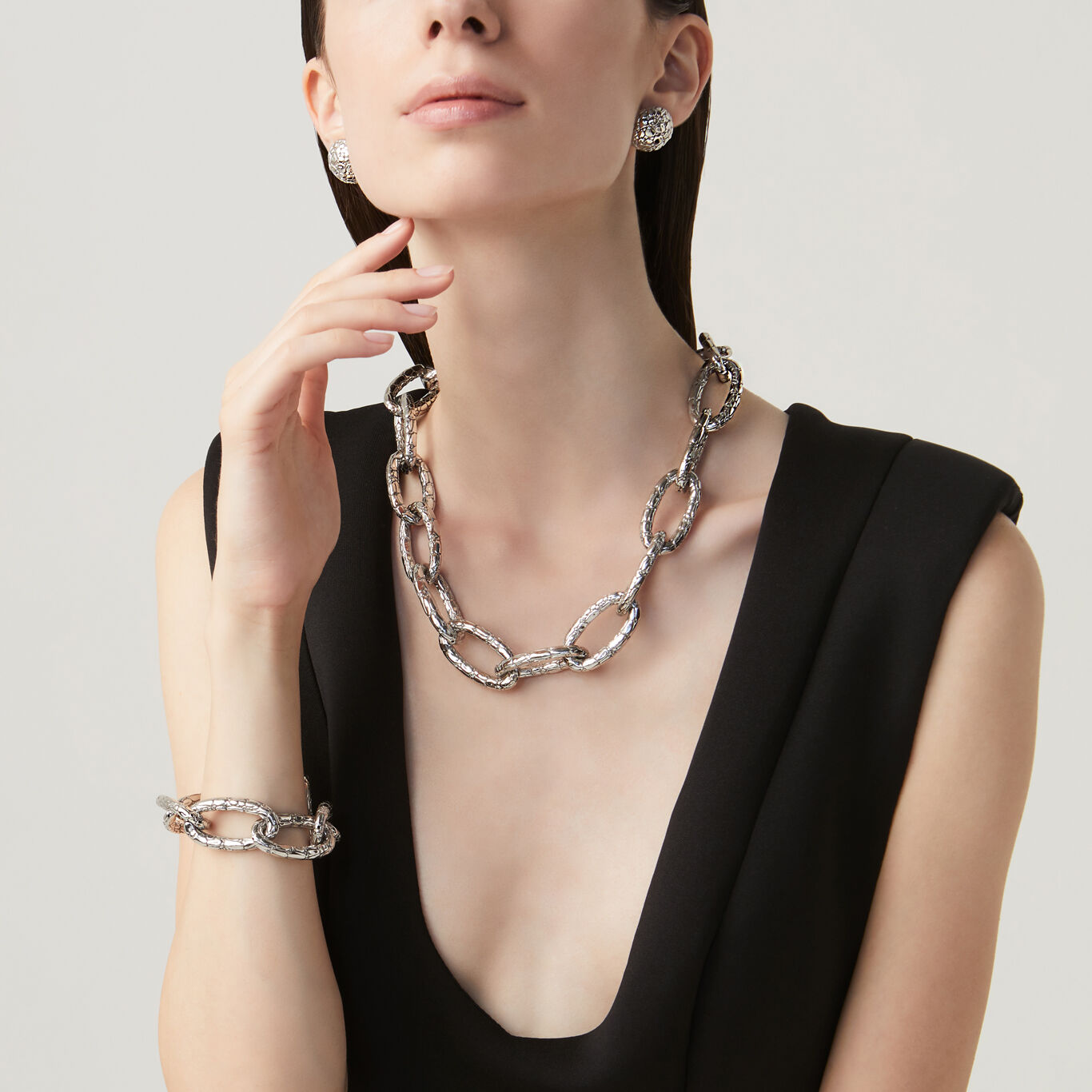 Croco Big Necklace, Necklace in Sterling Silver_image number 2_Giovanni Raspini