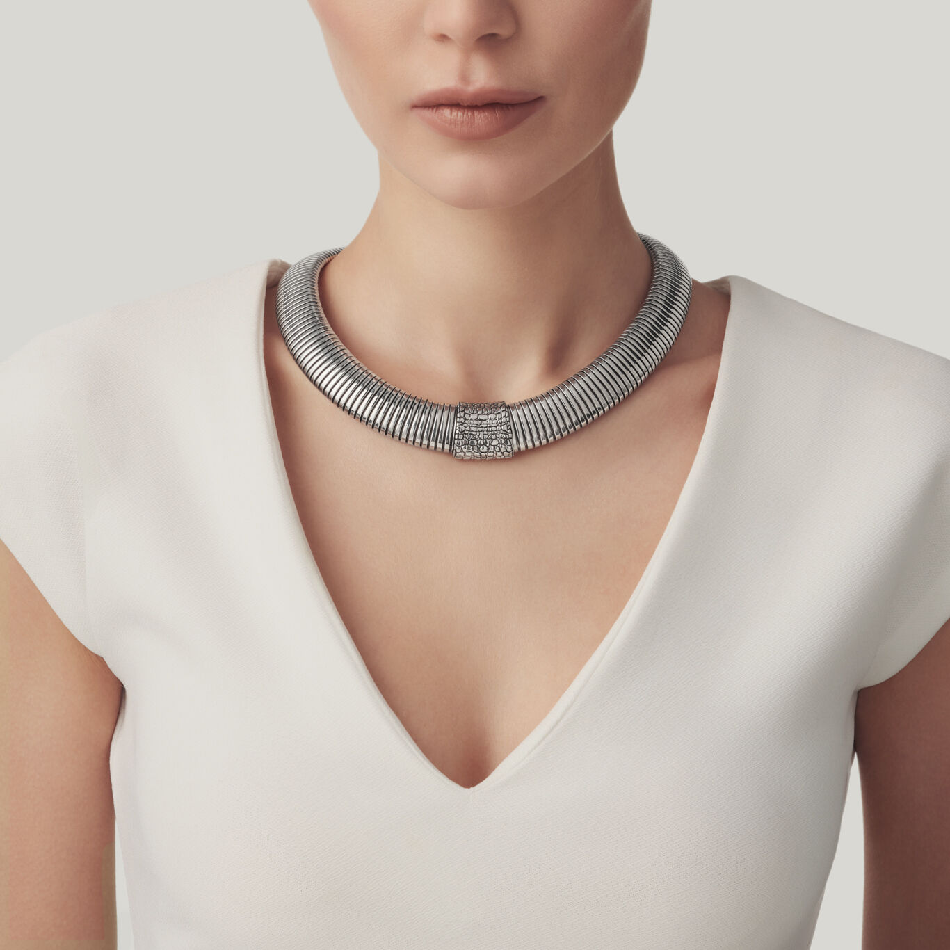 Collar Tubogas Croco, Collar de Plata 925_image number 1_Giovanni Raspini