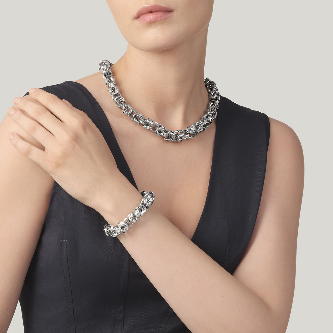 Big Byzantine Luce Necklace, Necklace in Sterling Silver_image number 2_Giovanni Raspini