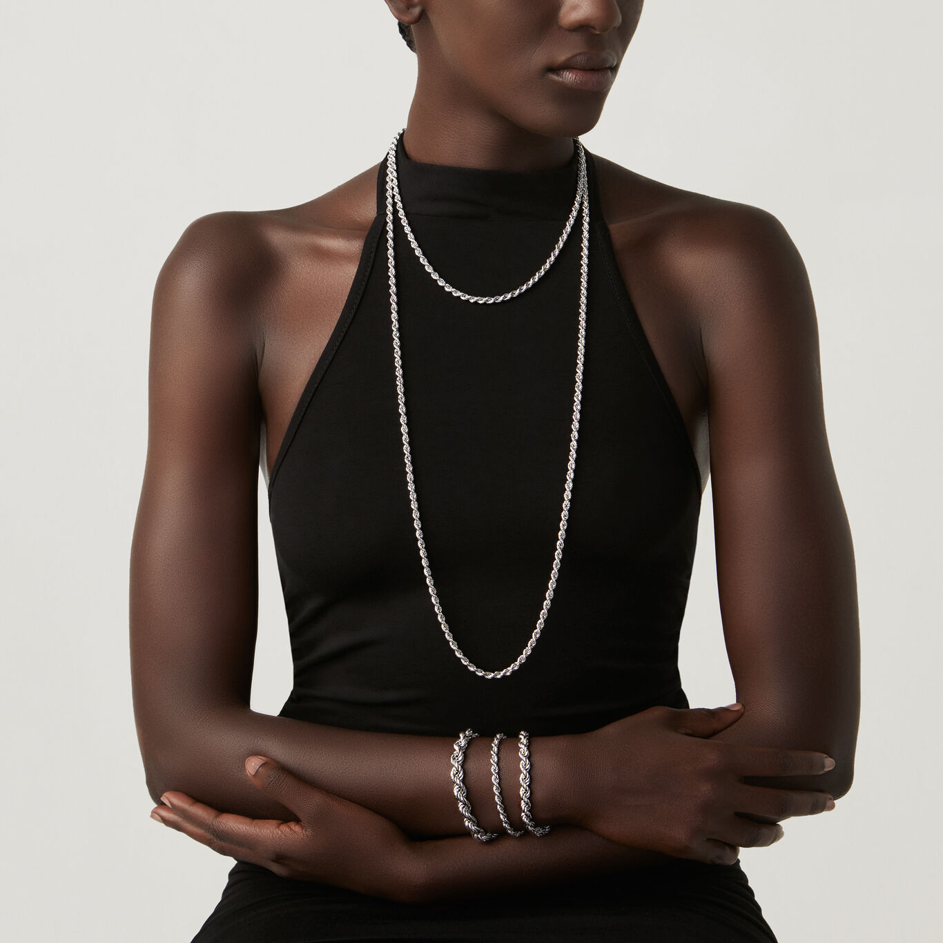 Mini Torchon Necklace, Necklace in Sterling Silver_image number 2_Giovanni Raspini